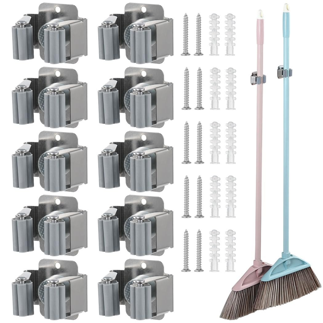 Wall Mount Mop & Broom Holder Set