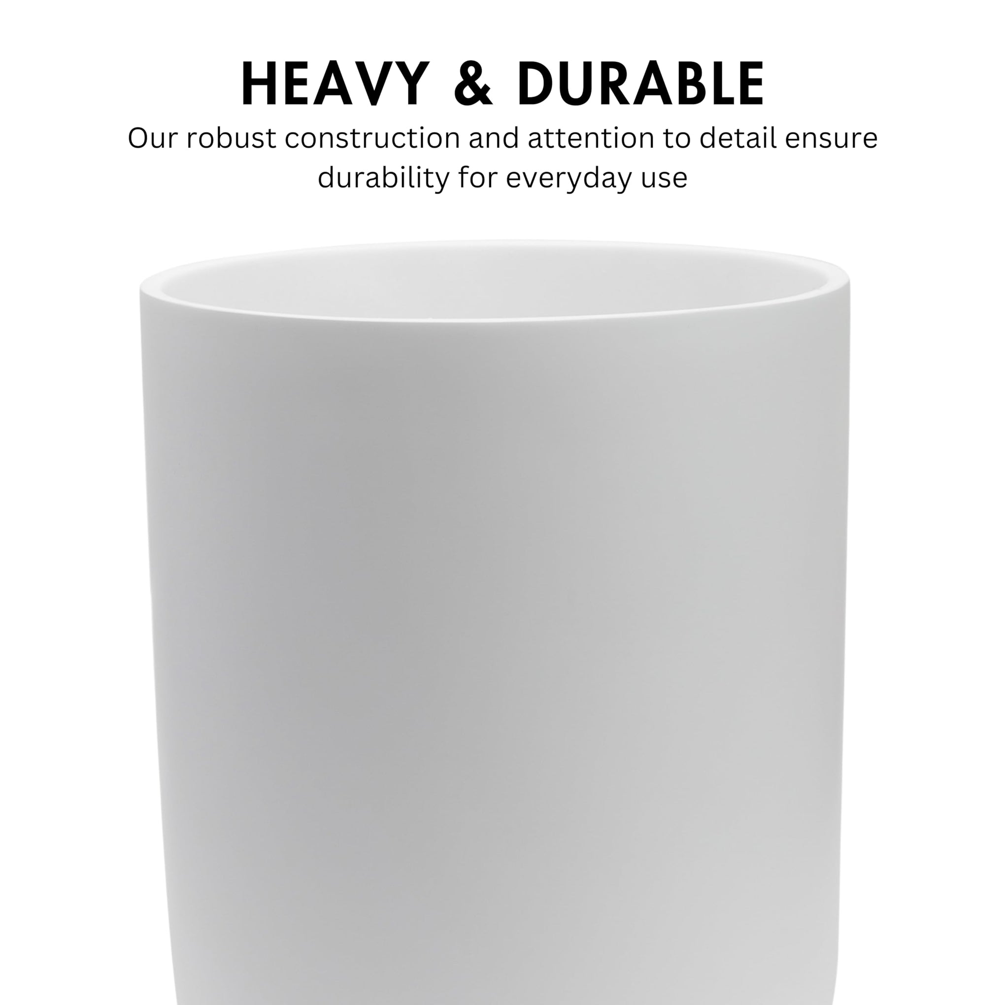 Matte White Round 2 Gallon Trash Can for Home and Bathroom
