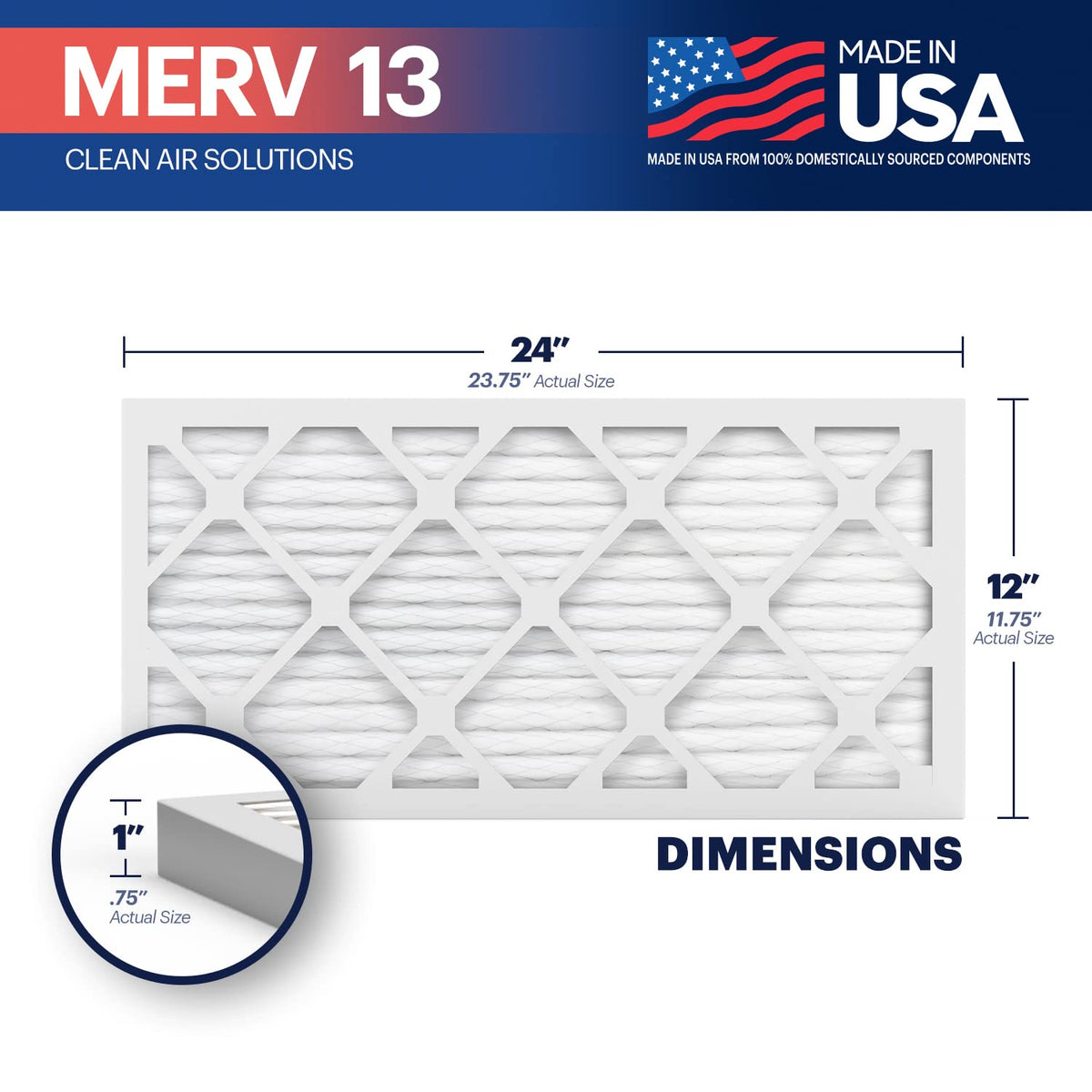 TruFilter 12x24x1 Air Filter MERV 13 (4 Count)