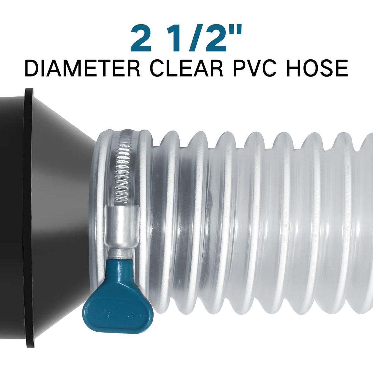 2-1/2"x5' PVC Dust Collection Hose with 2 Stainless Clamps for Woodworking