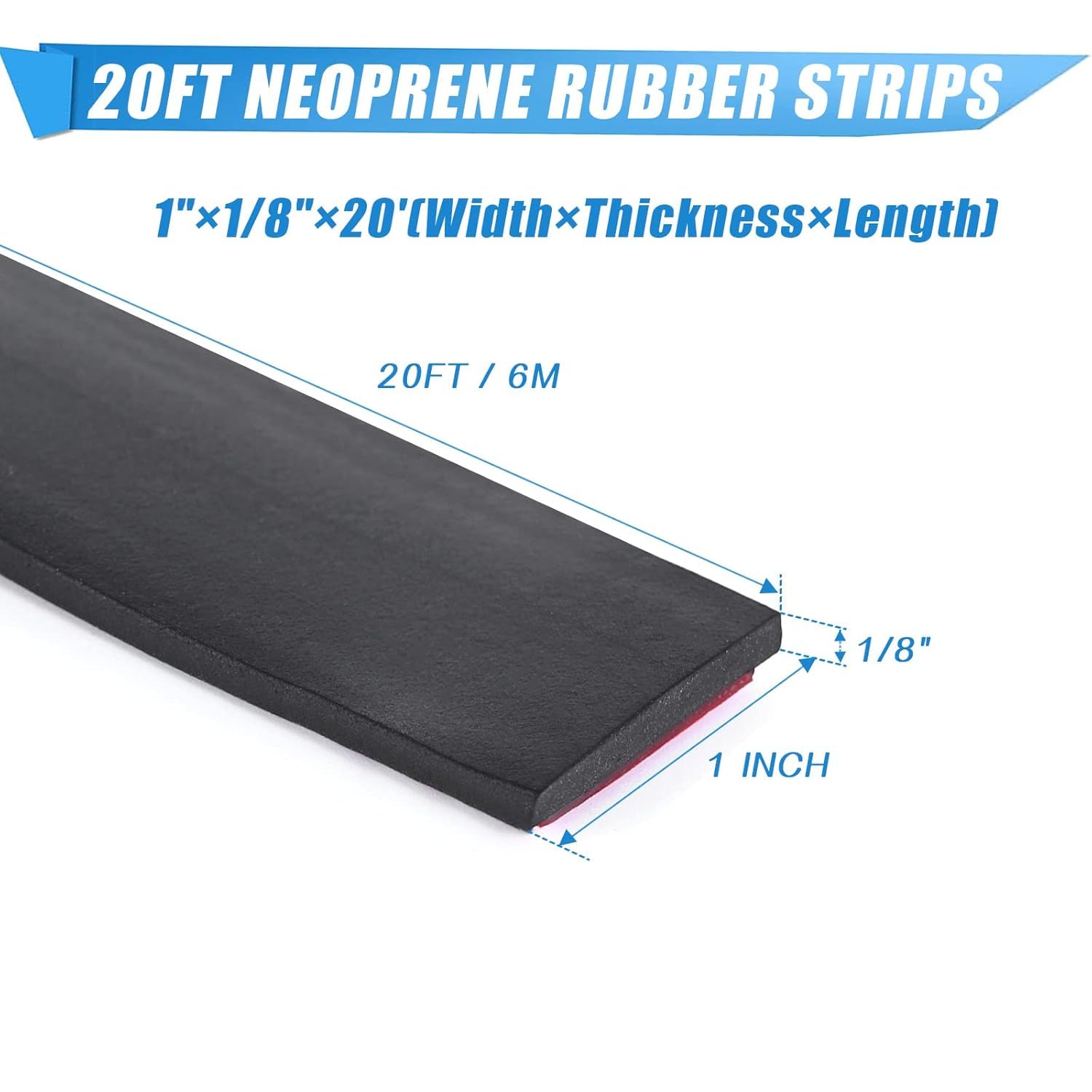 Adhesive Rubber Strips Neoprene Rubber Sheets (20 Foot)