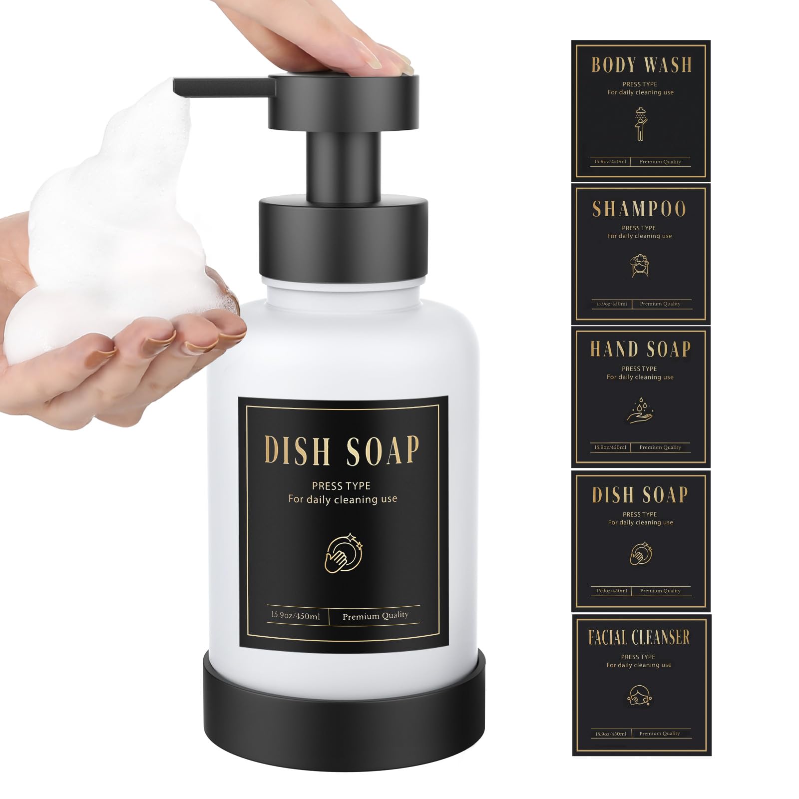 Glass Foaming Soap Dispenser 15oz Hand Soap Bottle (2 Count)