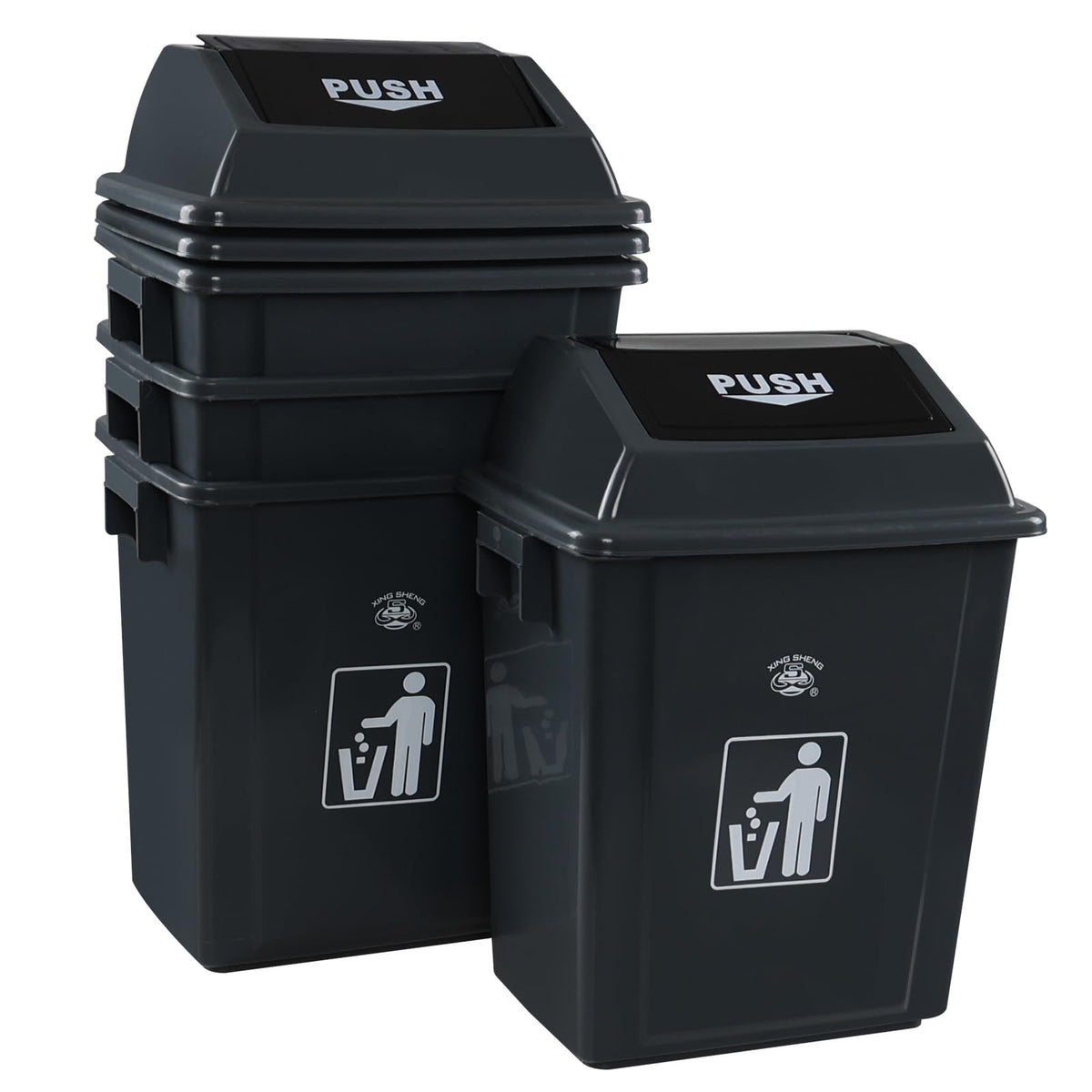 8 Gallon Plastic Small Trash Can with Swing Lid (4 Count)