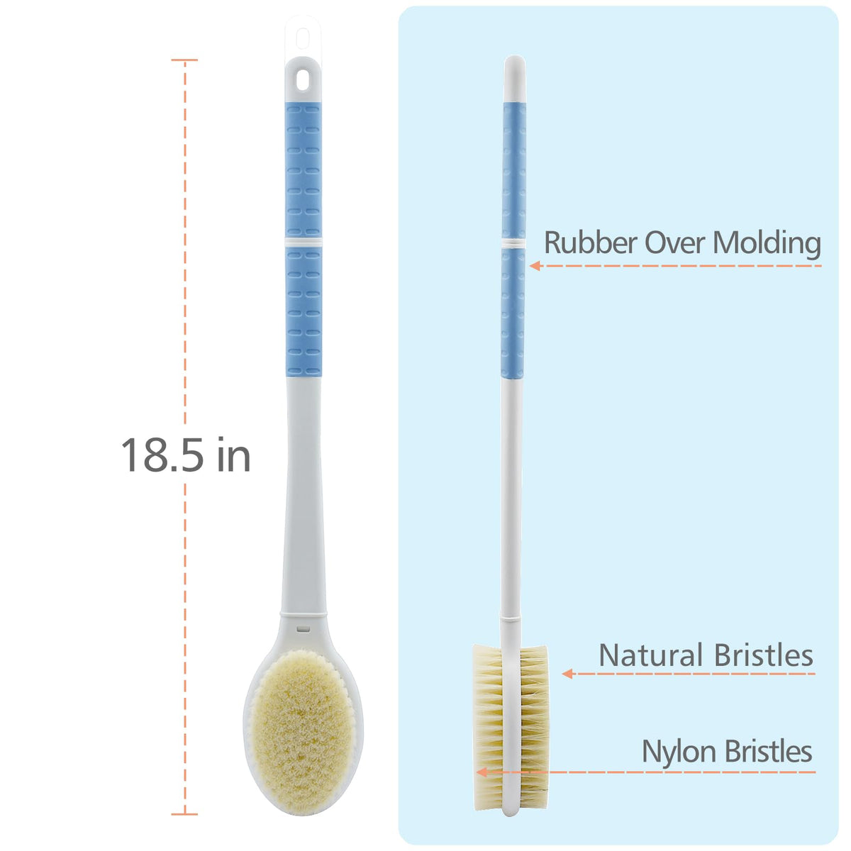 Shower Brush with Soft & Stiff Bristles