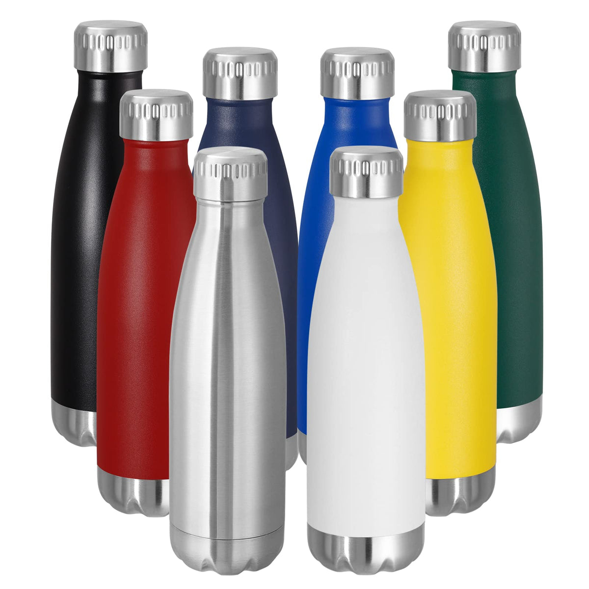 17oz Stainless Steel Water Bottles Bulk (8 Count)
