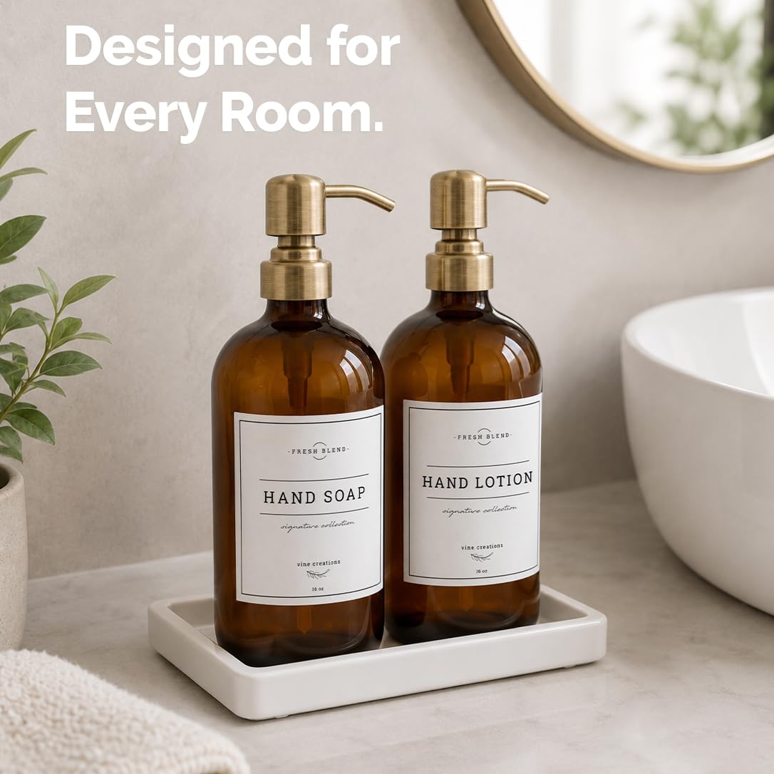 Amber Glass Soap Dispenser (2 Count)