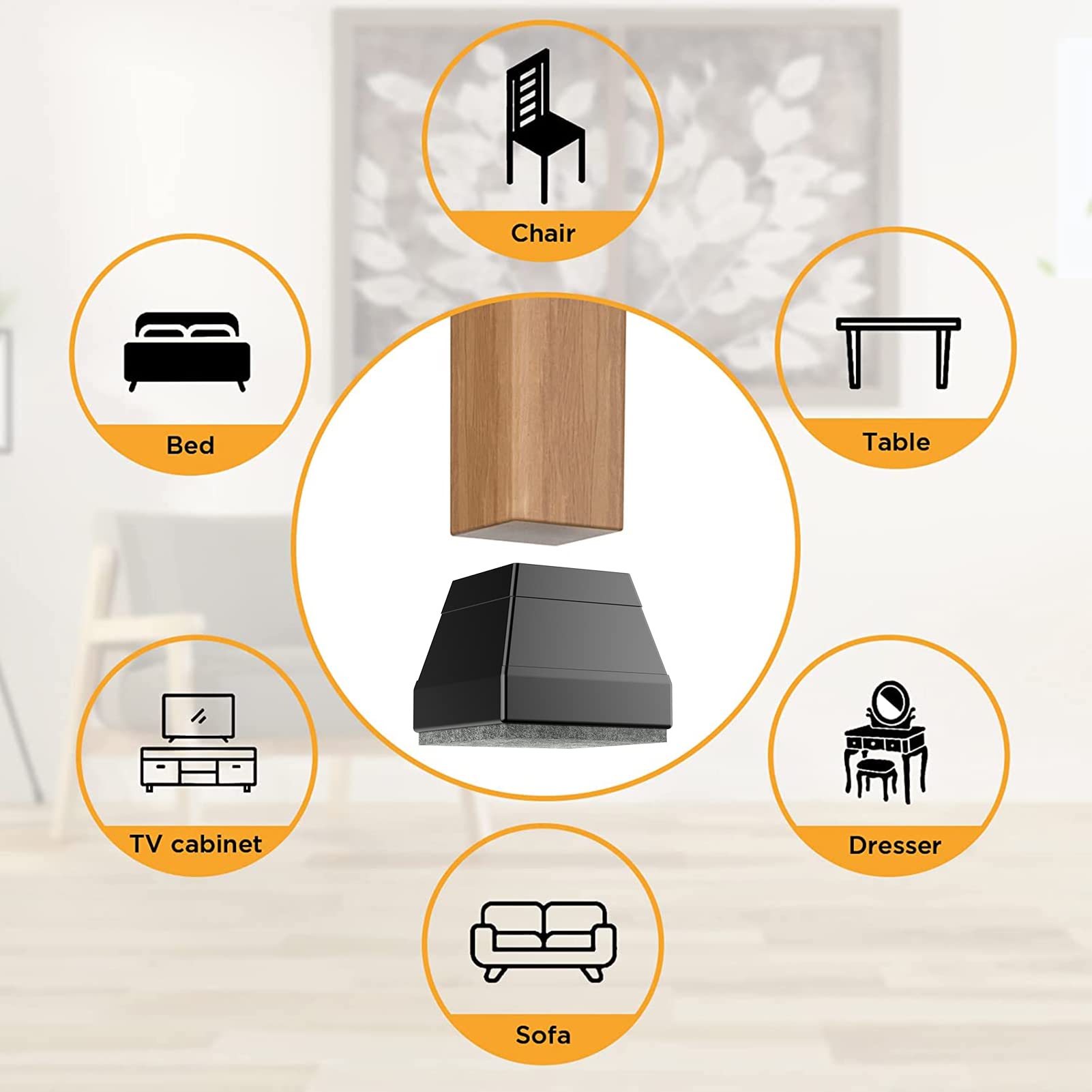 Square Chair Leg Protectors for Hardwood (16 Count)