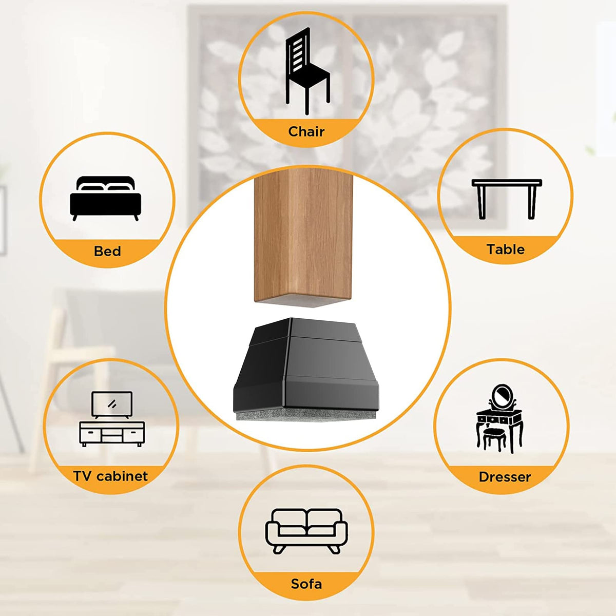 Square Chair Leg Protectors for Hardwood Floors (24 Count)