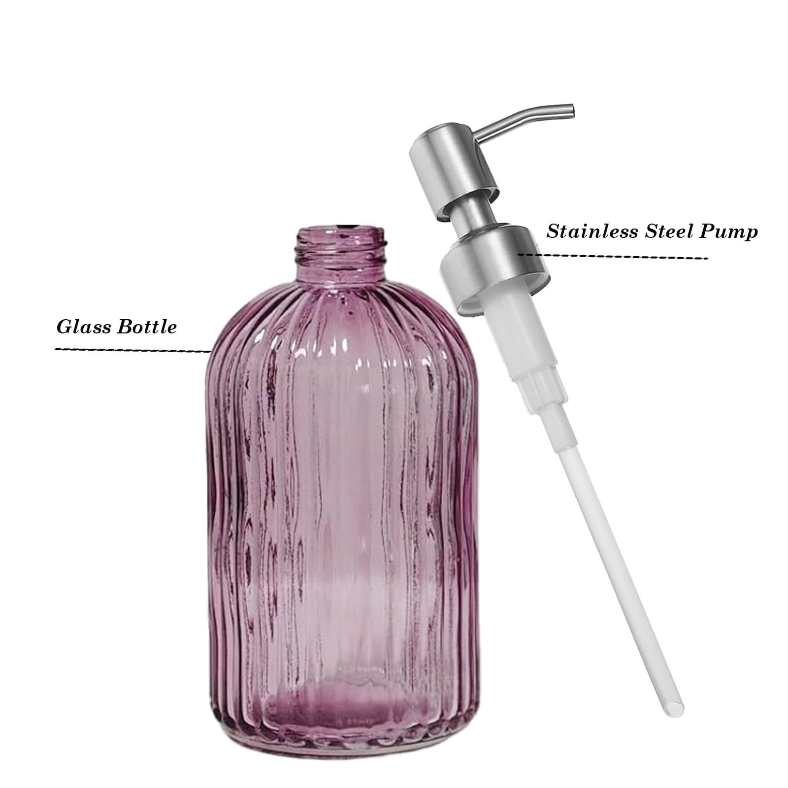 14Oz Purple Glass Soap Dispenser Bathroom