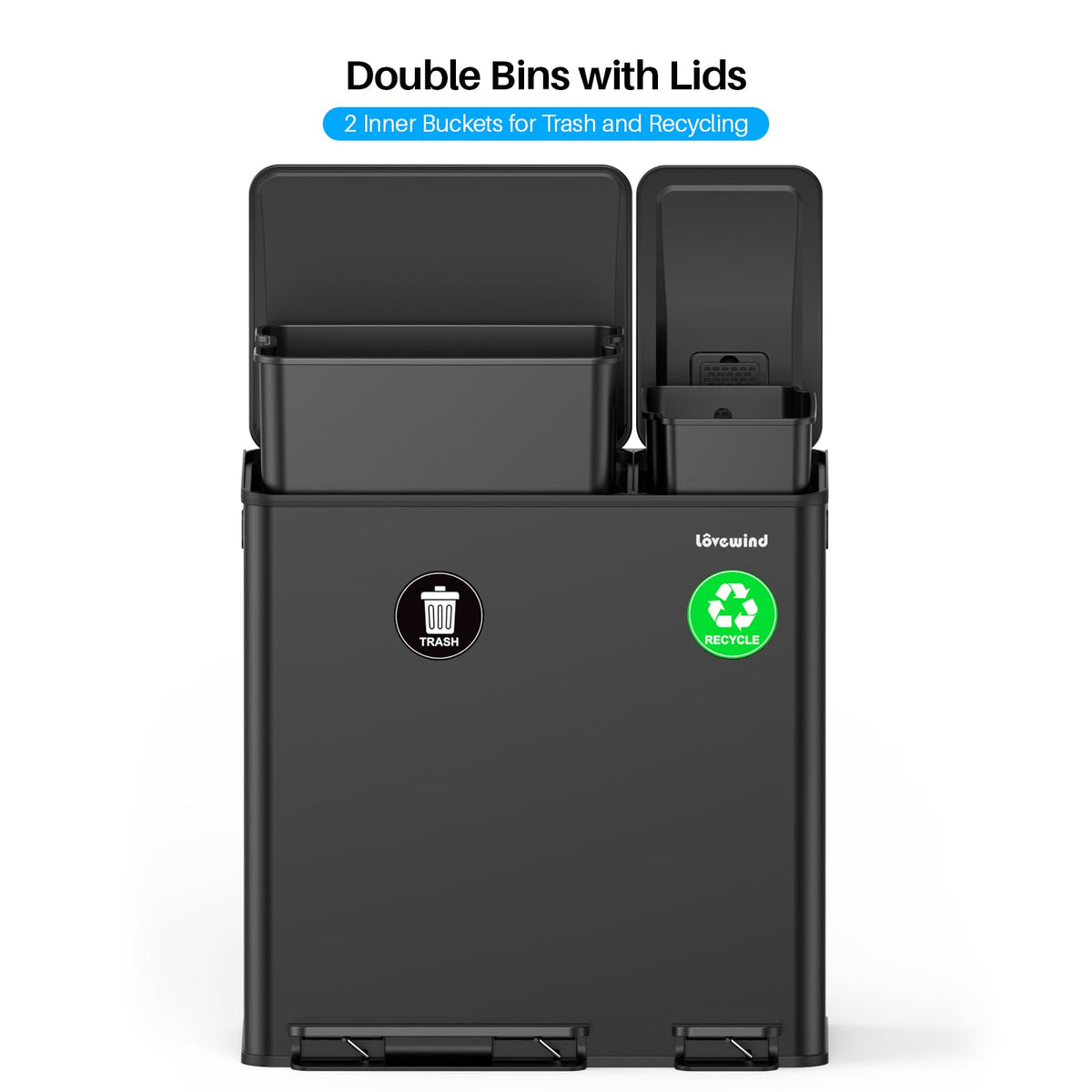Dual Trash and Recycling Bins for Kitchen
