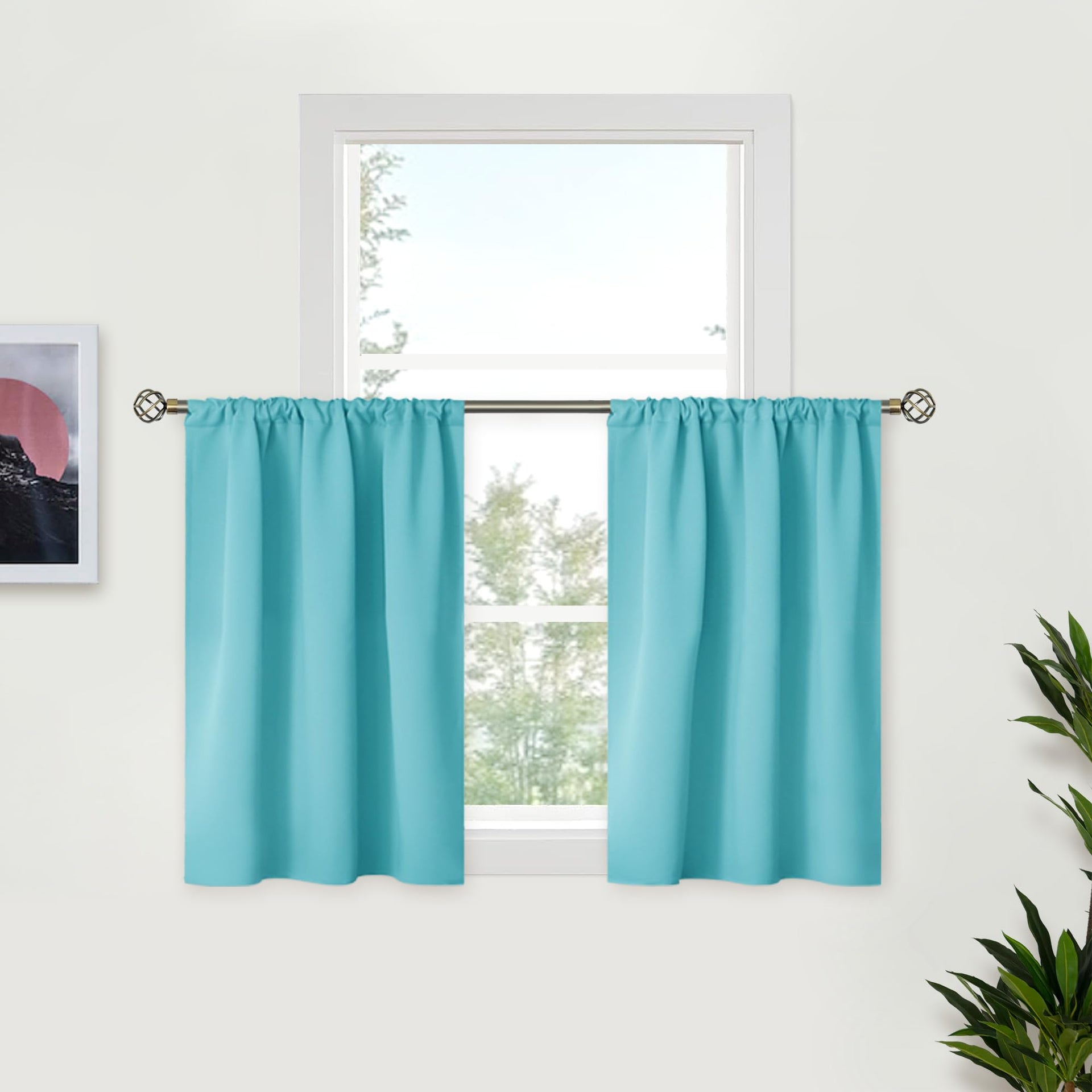 Small Aqua Curtains 36 Inch Length (2 Count)