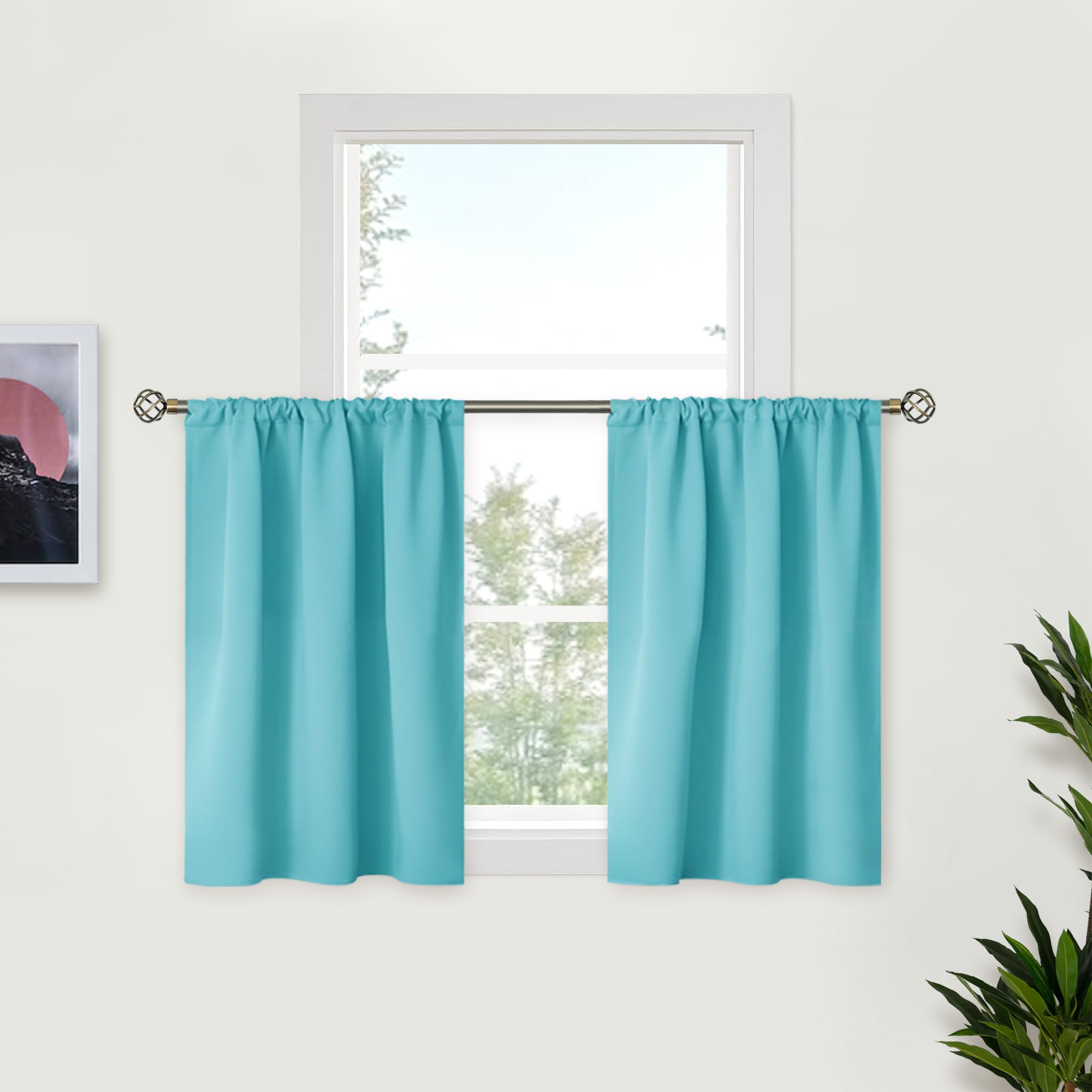 Small Aqua Curtains 36 Inch Length (2 Count)