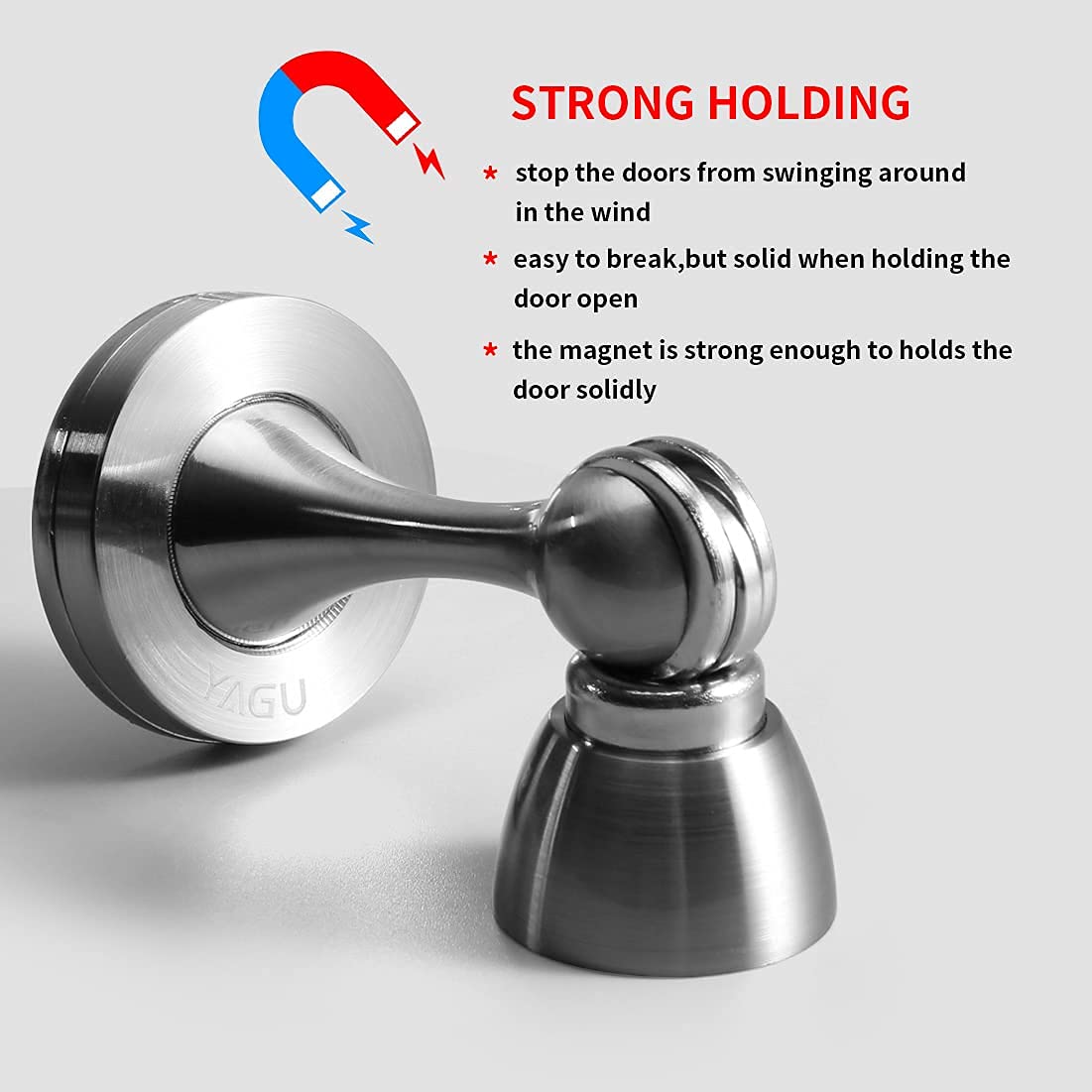 2 Pack Silver Magnetic Door Stops Holder (2 Count)