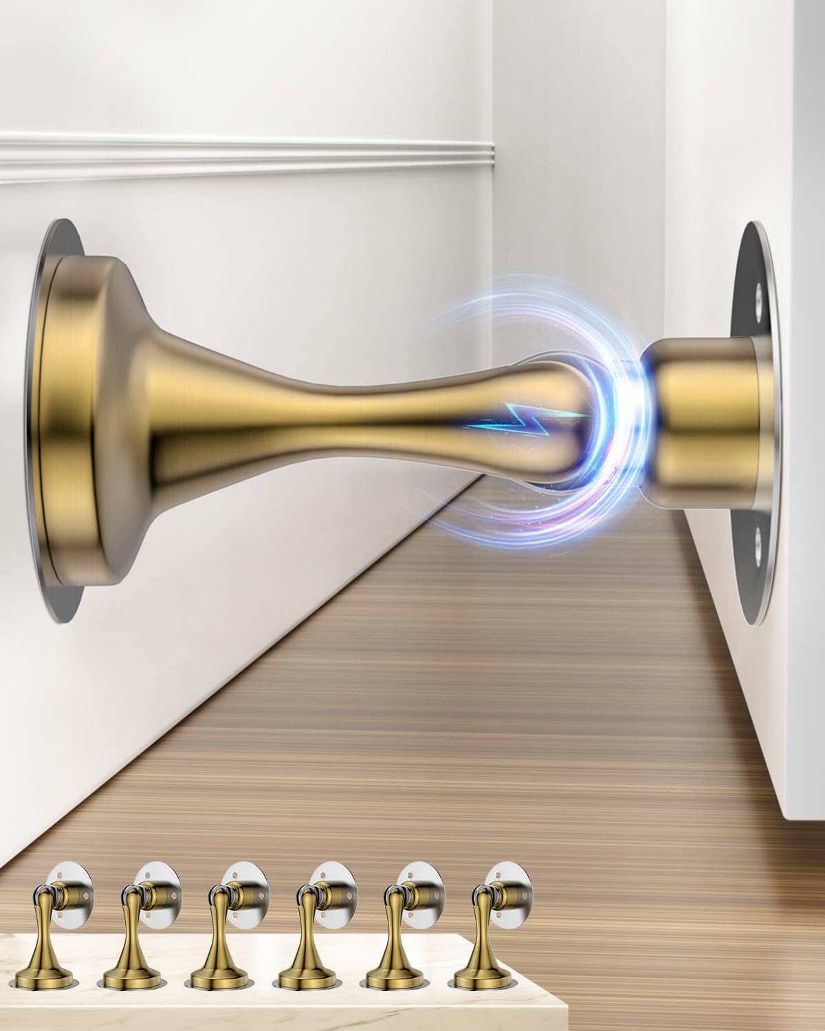 Magnetic Door Catch Stainless Steel Door Stoppers Magnetic Doorstop 6 Pack (6 Count)