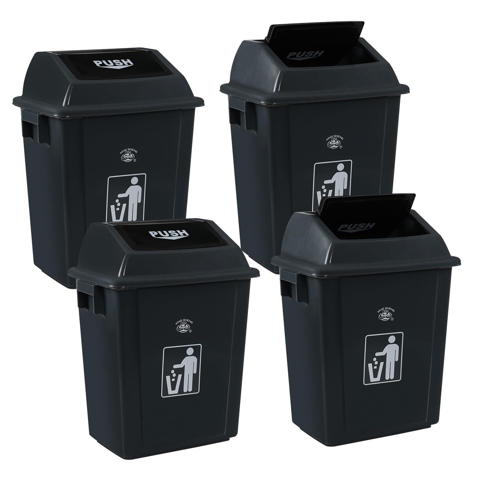 8 Gallon Plastic Small Trash Can with Swing Lid (4 Count)