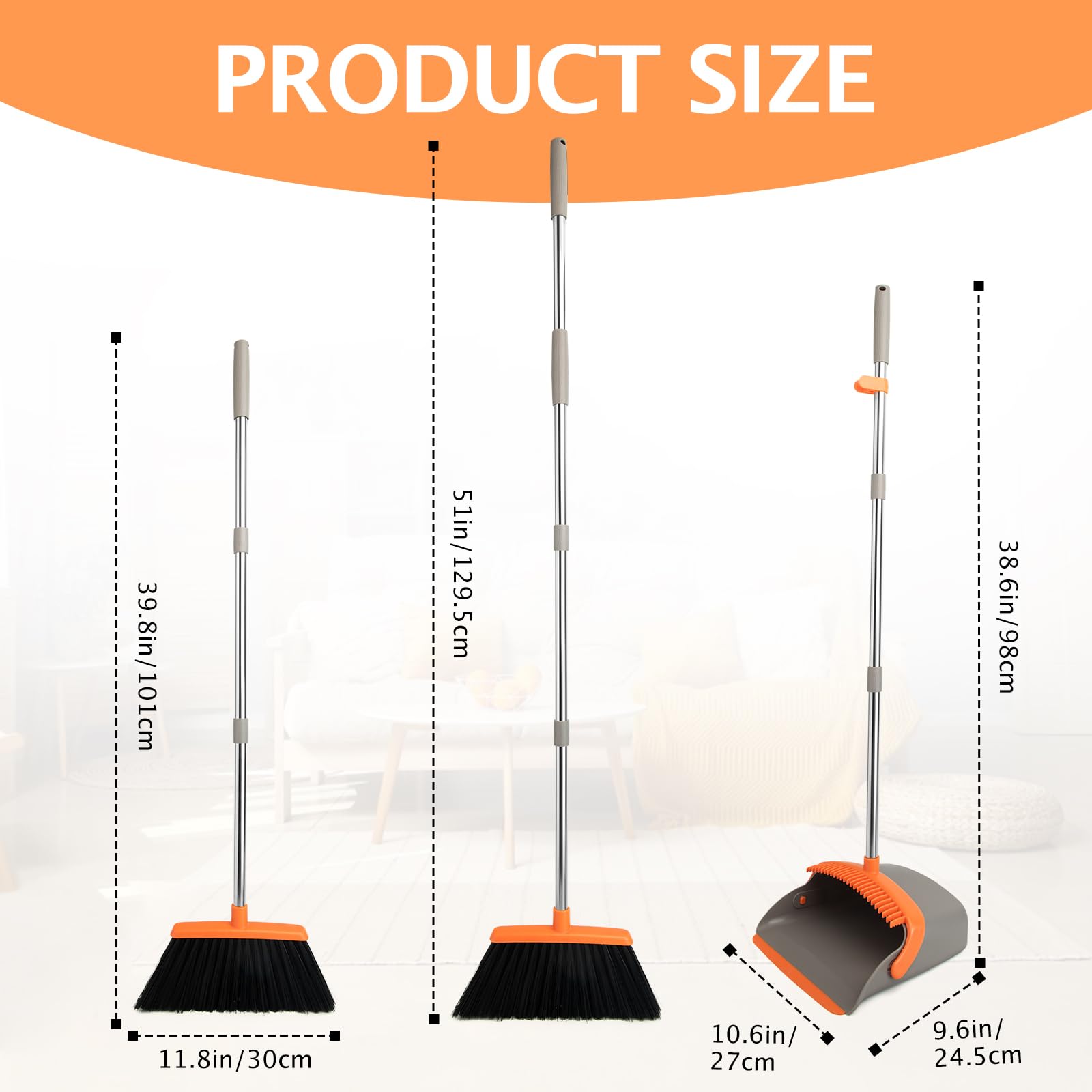 2 Pack Broom and Dustpan Combo Set (2 Count)