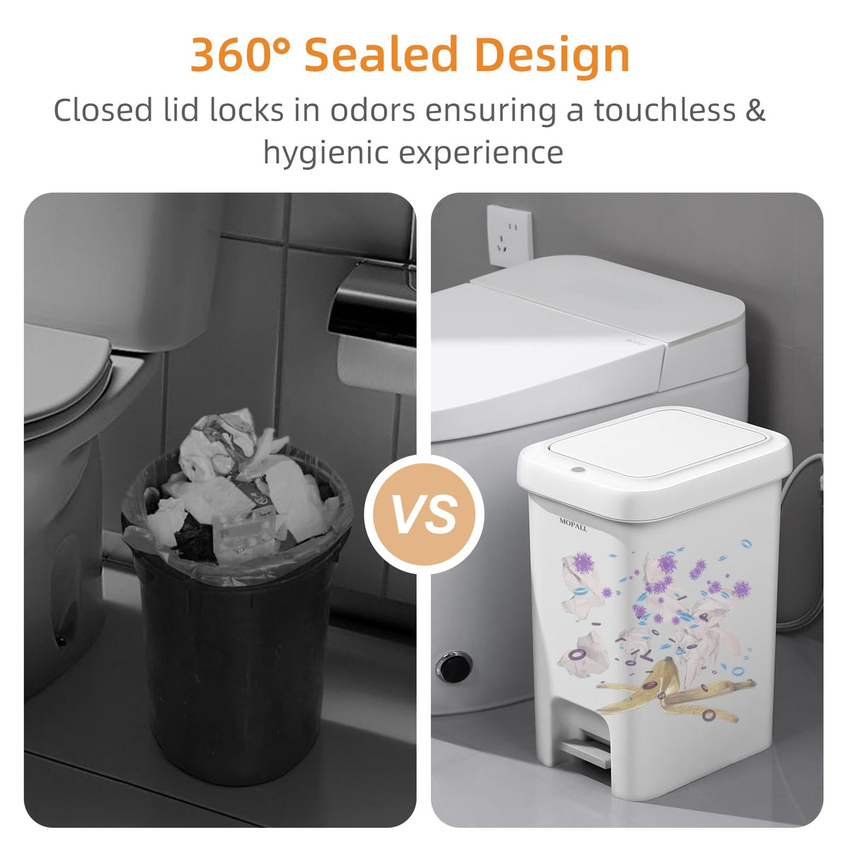 2.7 Gallon Small Bathroom Trash Can with Lid