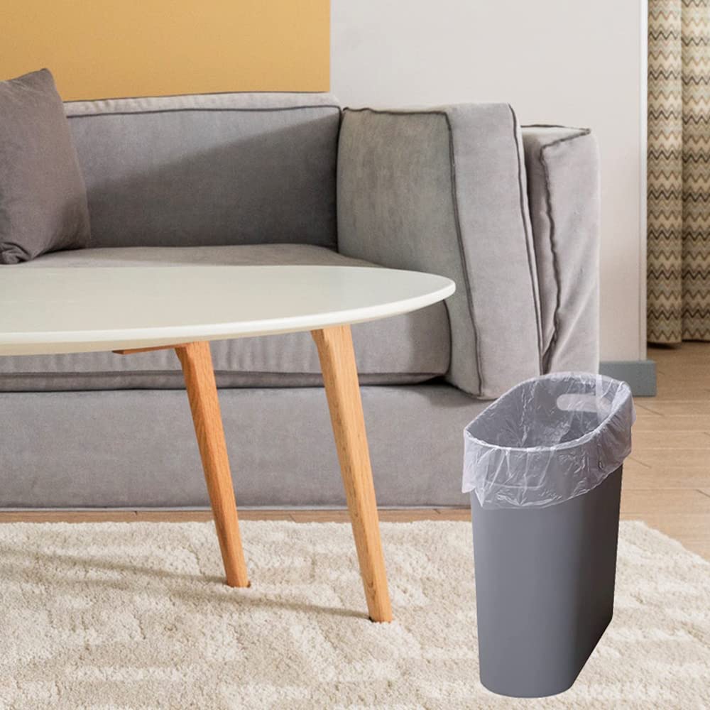 Small Trash Can Plastic Bathroom Wastebasket 3.2 Gallon Slim Garbage Container Bin with Handle for Home Kitchen Bathroom Bedroom Office (2 Count)
