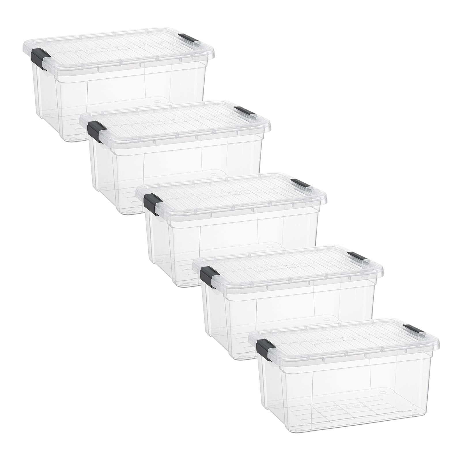 Small Clear Storage Boxes with Lids (5 Count)