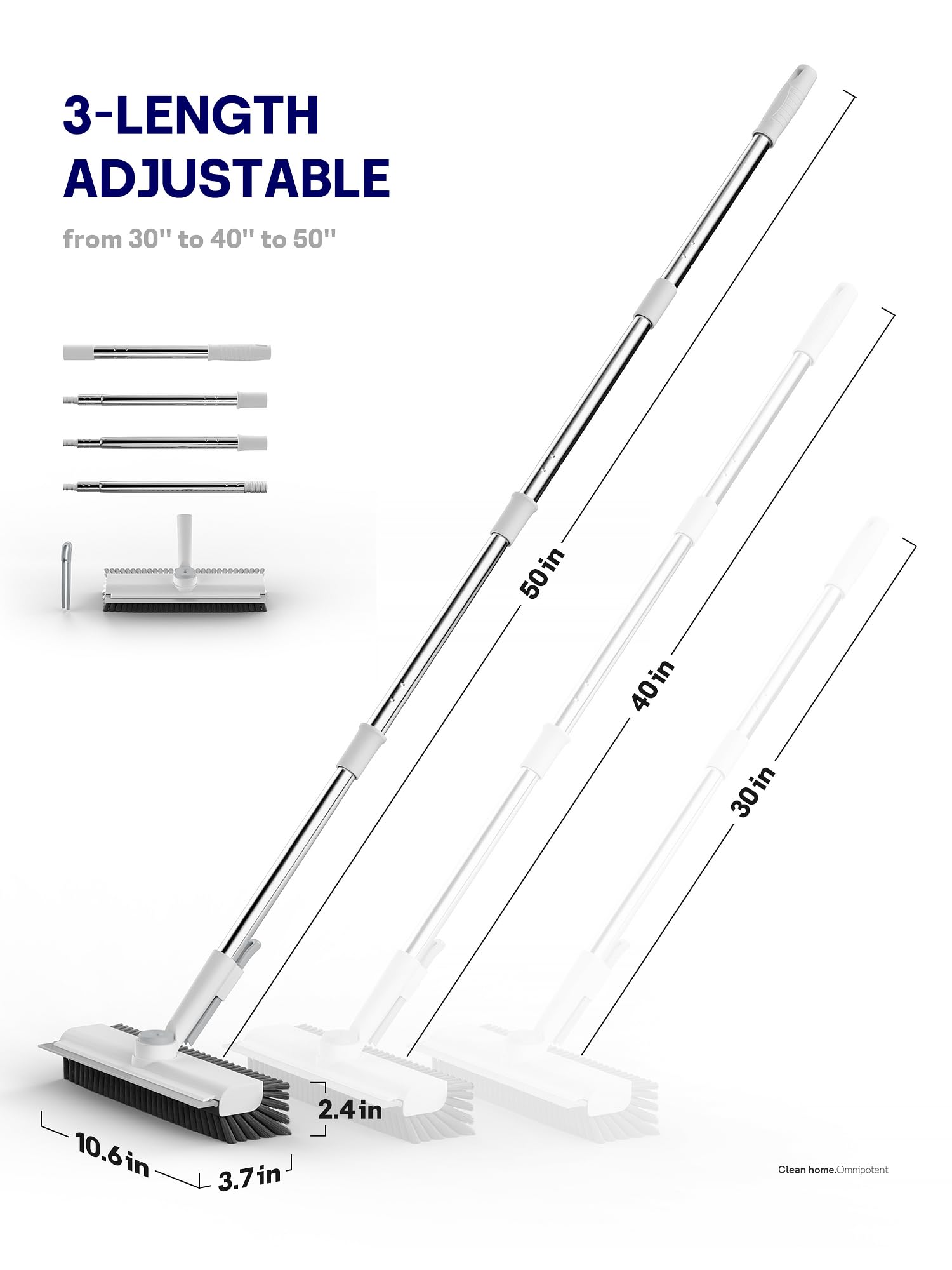 3 in 1 Floor Scrub Brush with Long Handle