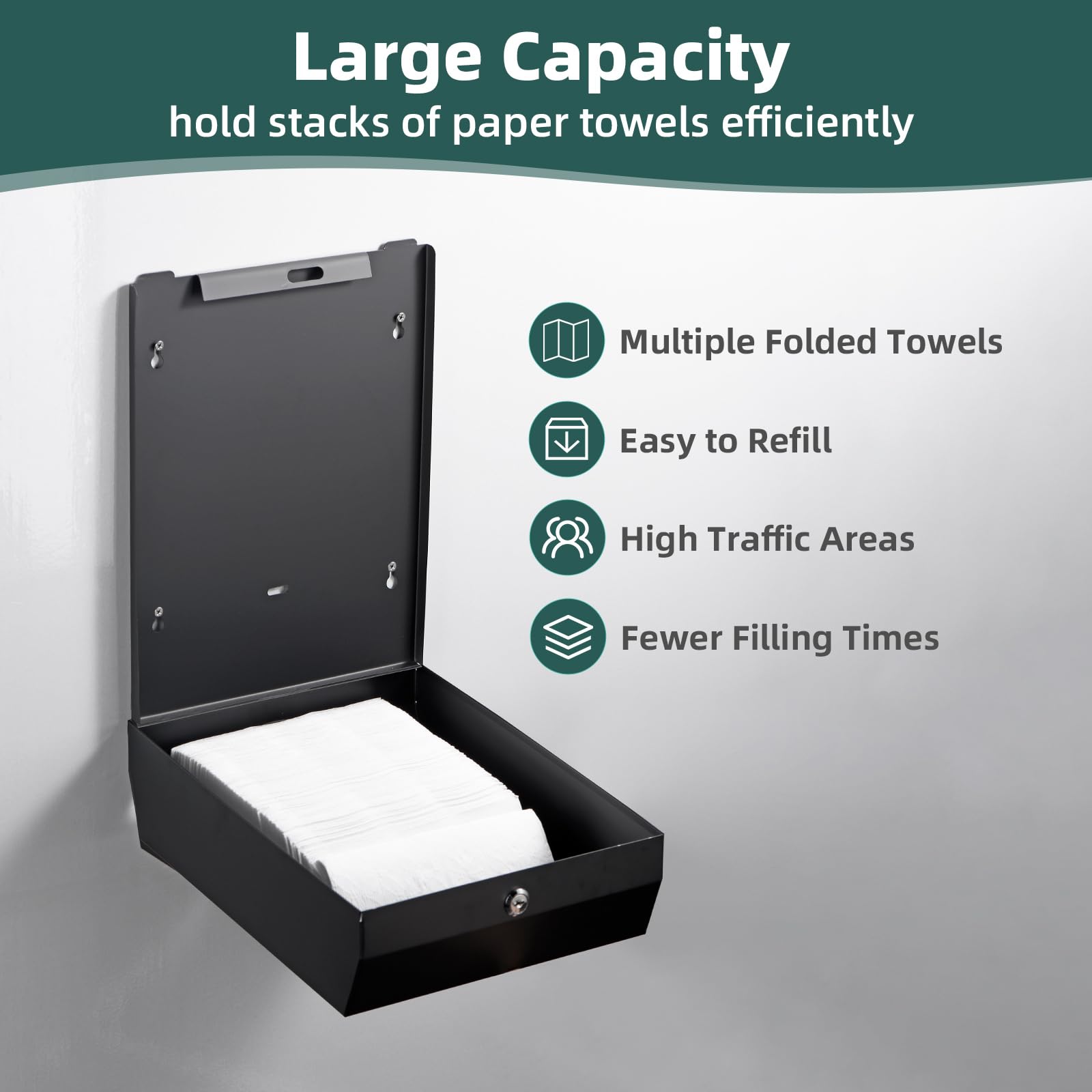 Paper Towels Dispenser Wall Mounted with Key Lock