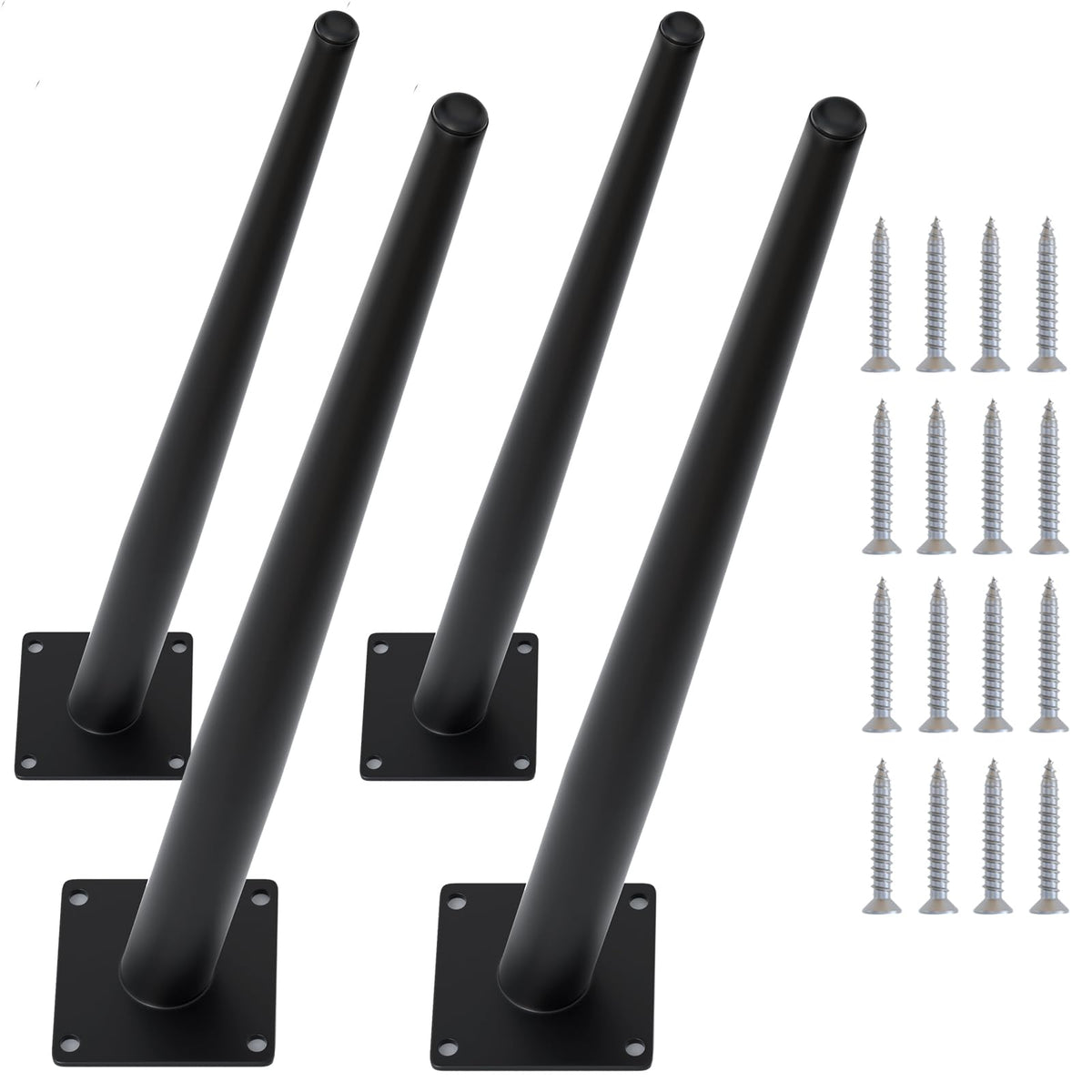 4PCS 16 Inch Matte Black Tapered Angled Legs for Furniture