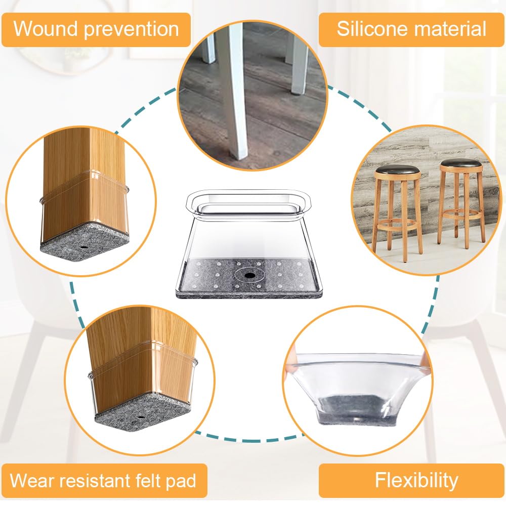 32 Pcs Chair Leg Floor Protectors for Hardwood Floors Rectangular (32 Count)