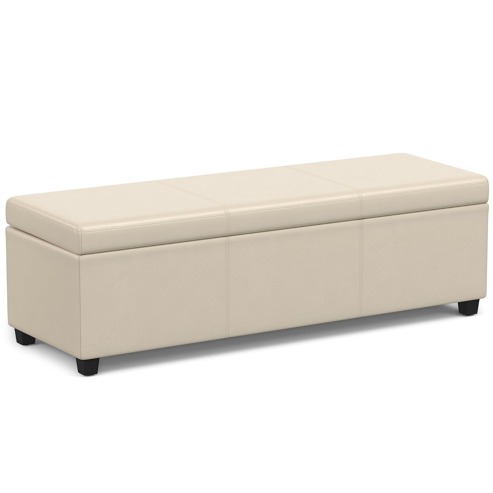 Avalon 54" Wide Vegan Leather Storage Ottoman in Tanners Brown