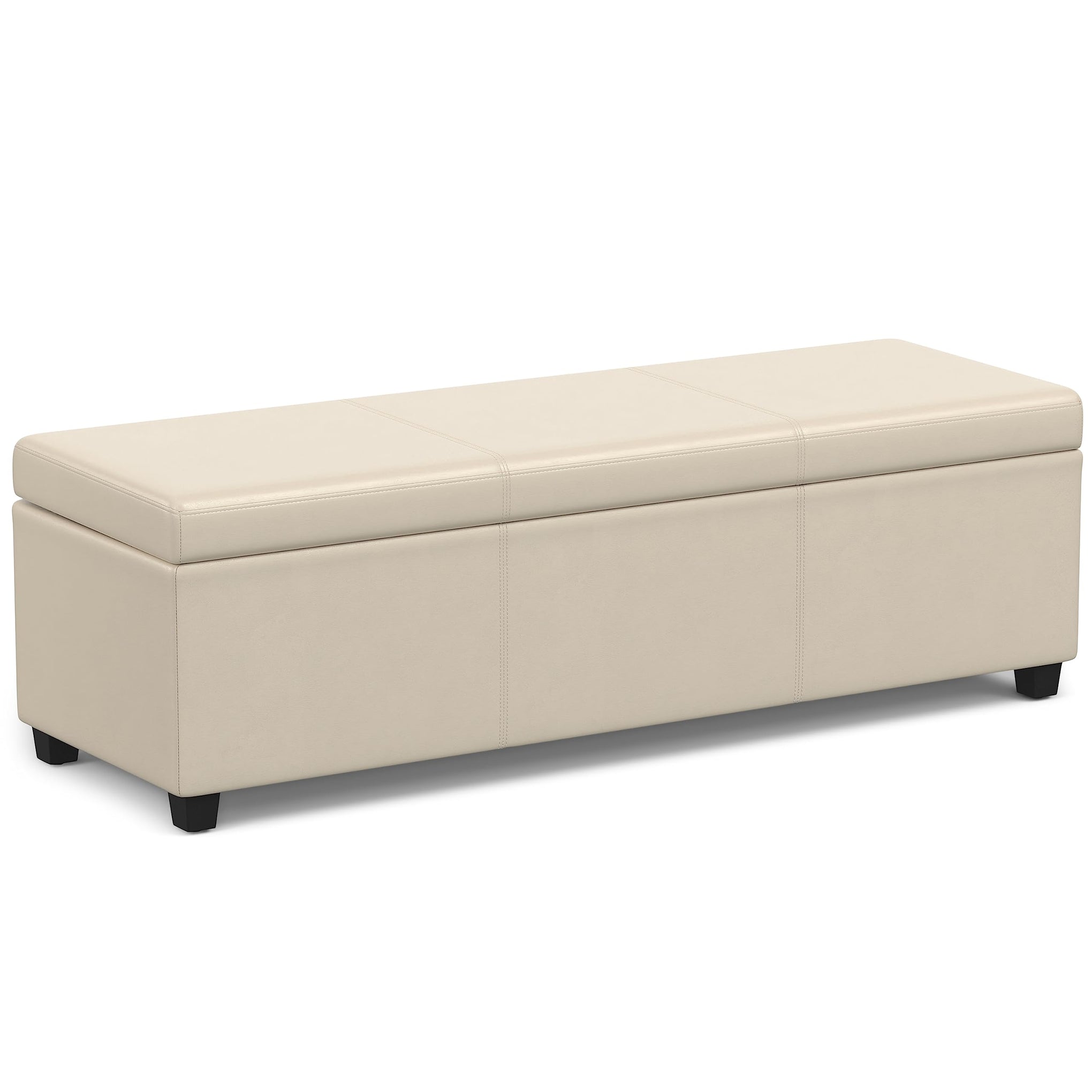 Avalon 54" Wide Vegan Leather Storage Ottoman in Tanners Brown
