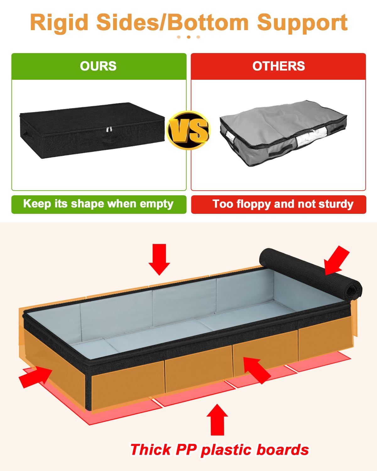 50L Under Bed Storage Container with Zipper Lid (3 Count)