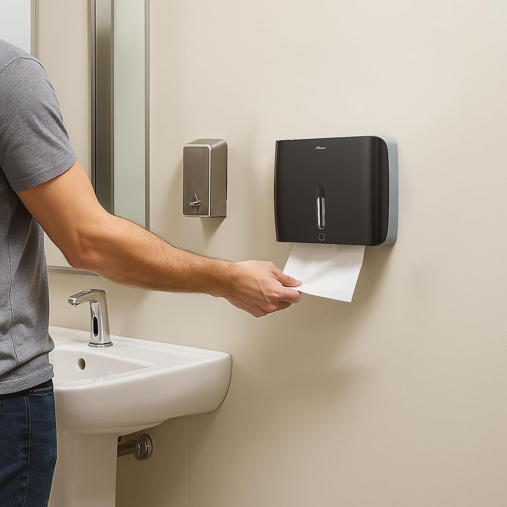 Bathroom Paper Towel Dispenser Pack of 2 Durable ABS Plastic Easy Installation No Drilling Waterproof Dustproof for Home Washroom Kitchen Bedroom (2 Count)