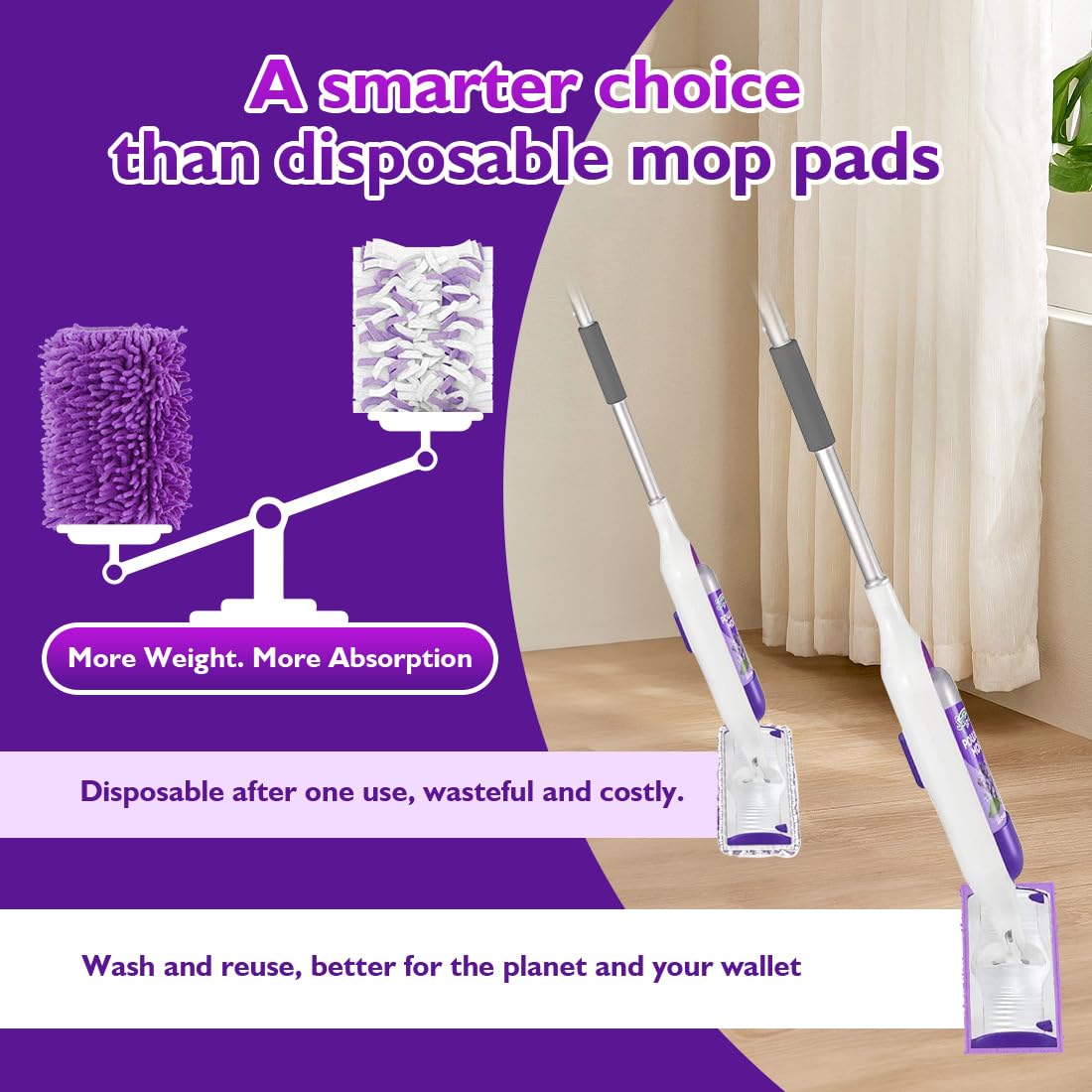 Reusable Mop Pads for Swiffer PowerMop (8 Count)