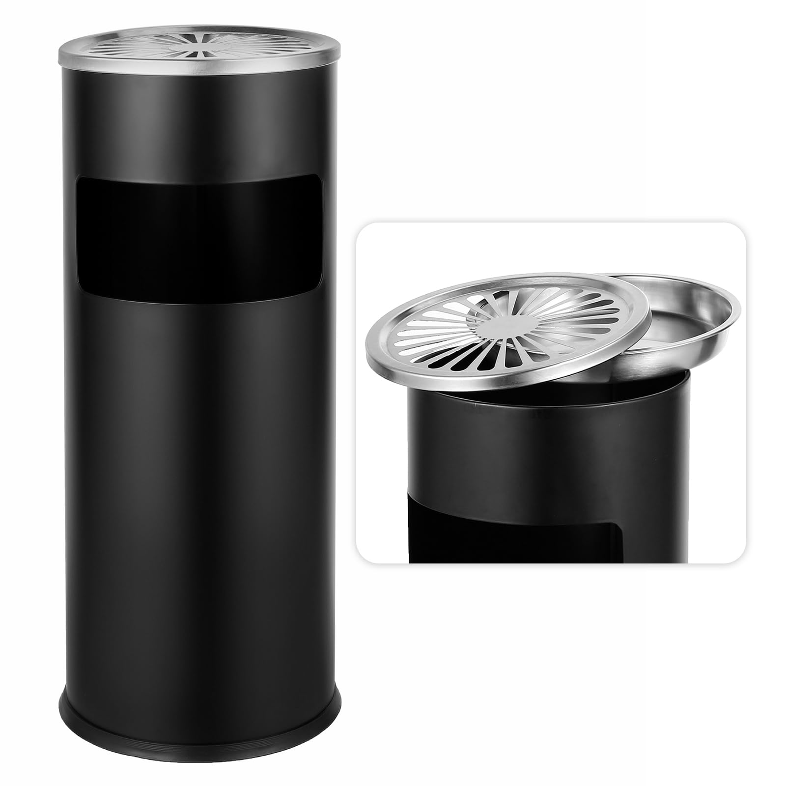 Round Stainless Steel Outdoor Trash Can