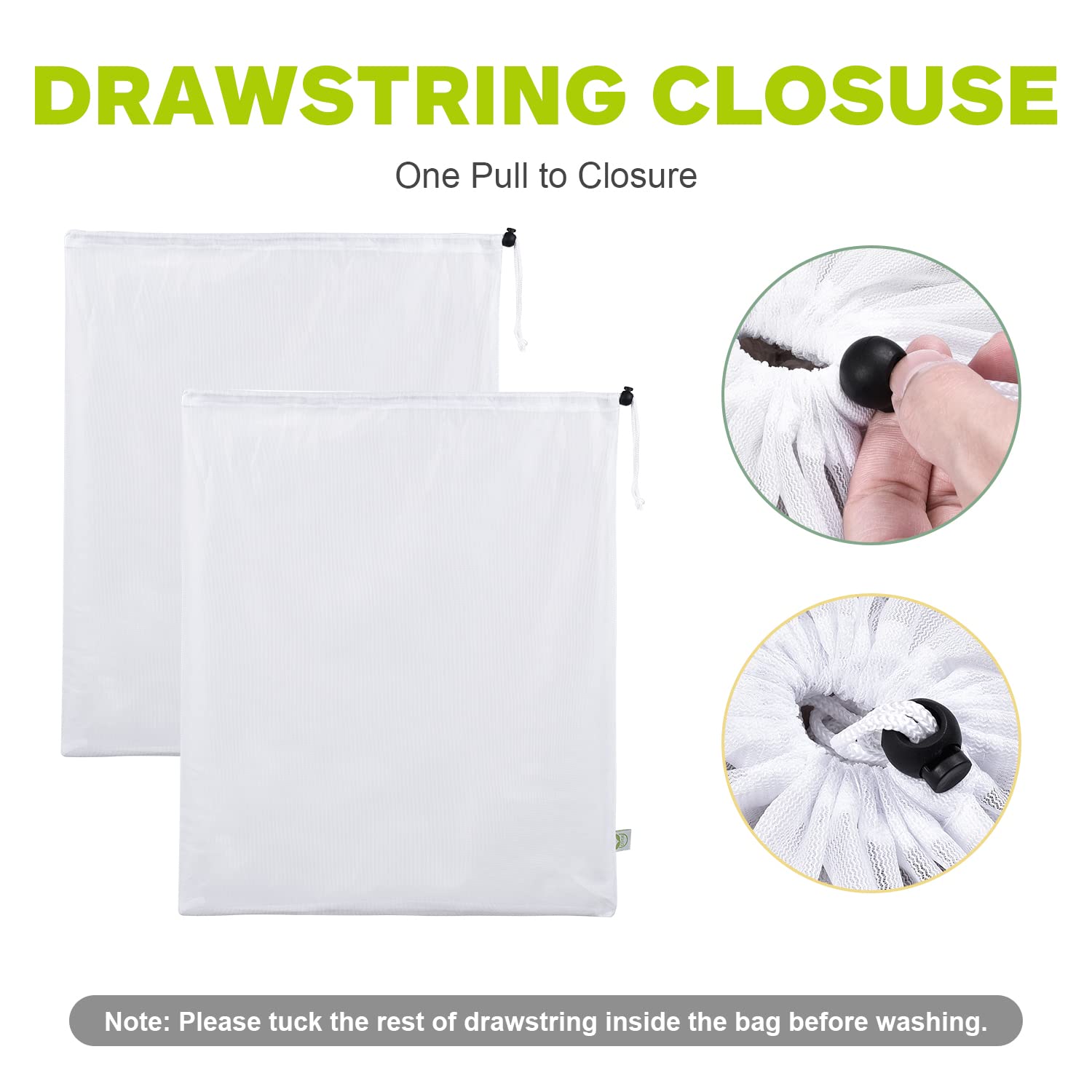 2 Pack Mesh Laundry Bag 20x24 Inch Heavy Duty Laundry Fine Mesh Bags Dirty Clothes Drawstring Laundry Wash Bag Delicates Net Storage Travel Bag Don't Drying (2 Count)
