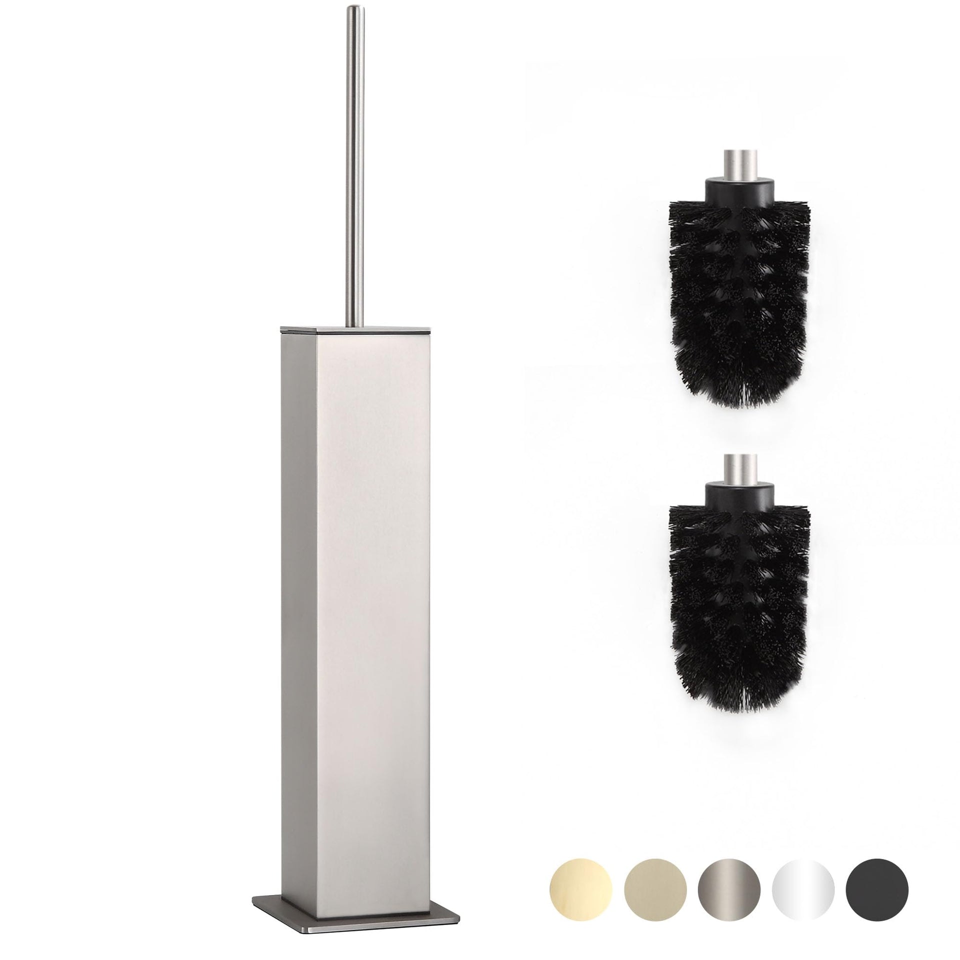 Toilet Brush and Holder Set Brushed Nickel Stainless Steel 304 Square Freestanding Toilet Brush for Bathroom