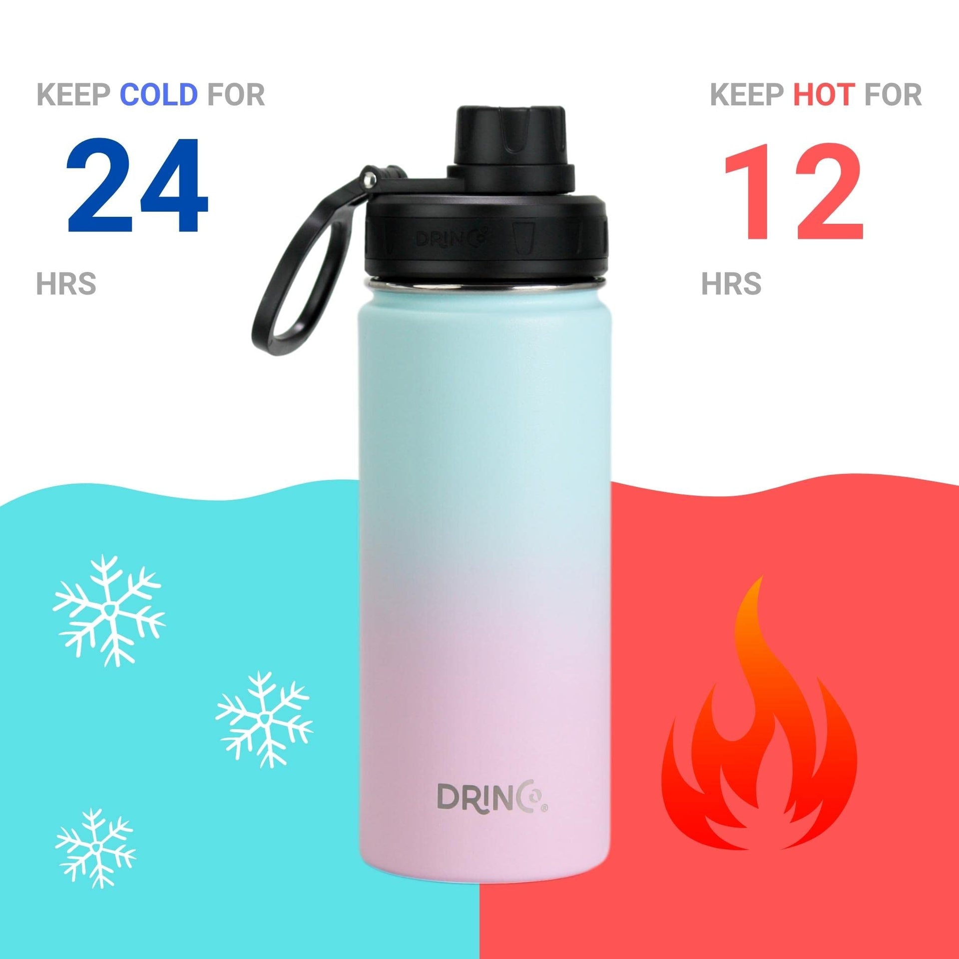 Stainless Steel Water Bottle Spout Lid Vacuum Insulated Double Wall Water Bottle Wide Mouth