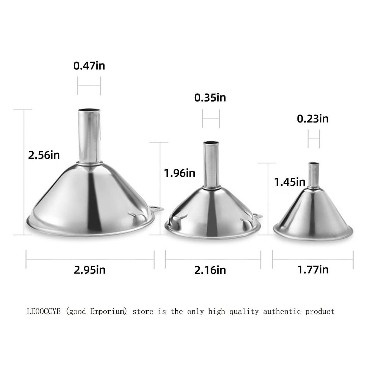 3 Pcs Stainless Steel Kitchen Funnel Made of Food