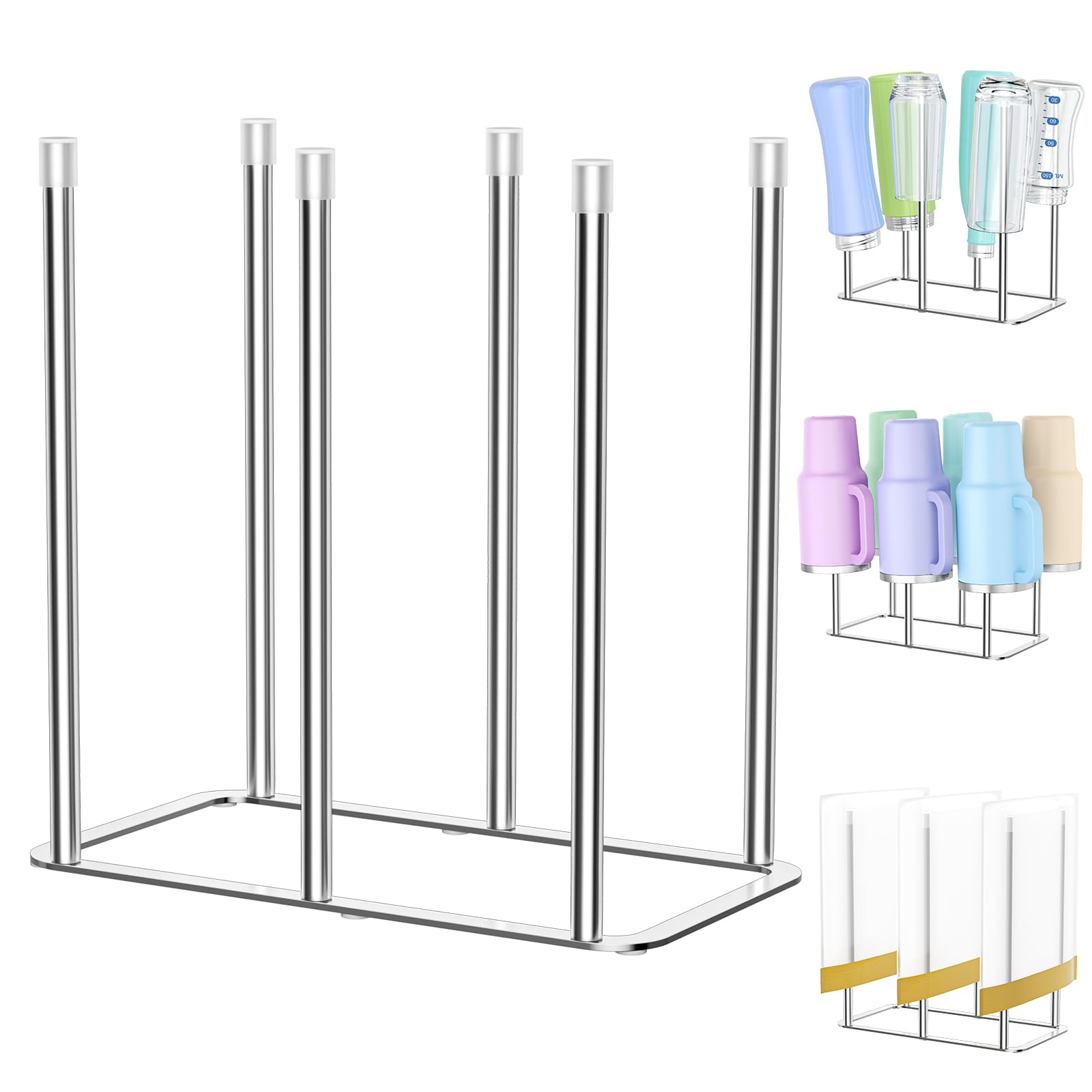 Water Bottle Drying Rack Reusable Bottle Rack Dryer Kitchen Stand Holder Metal Countertop Baby Bottle Drying Rack Water Cup Drying Rack for Plastic Bags