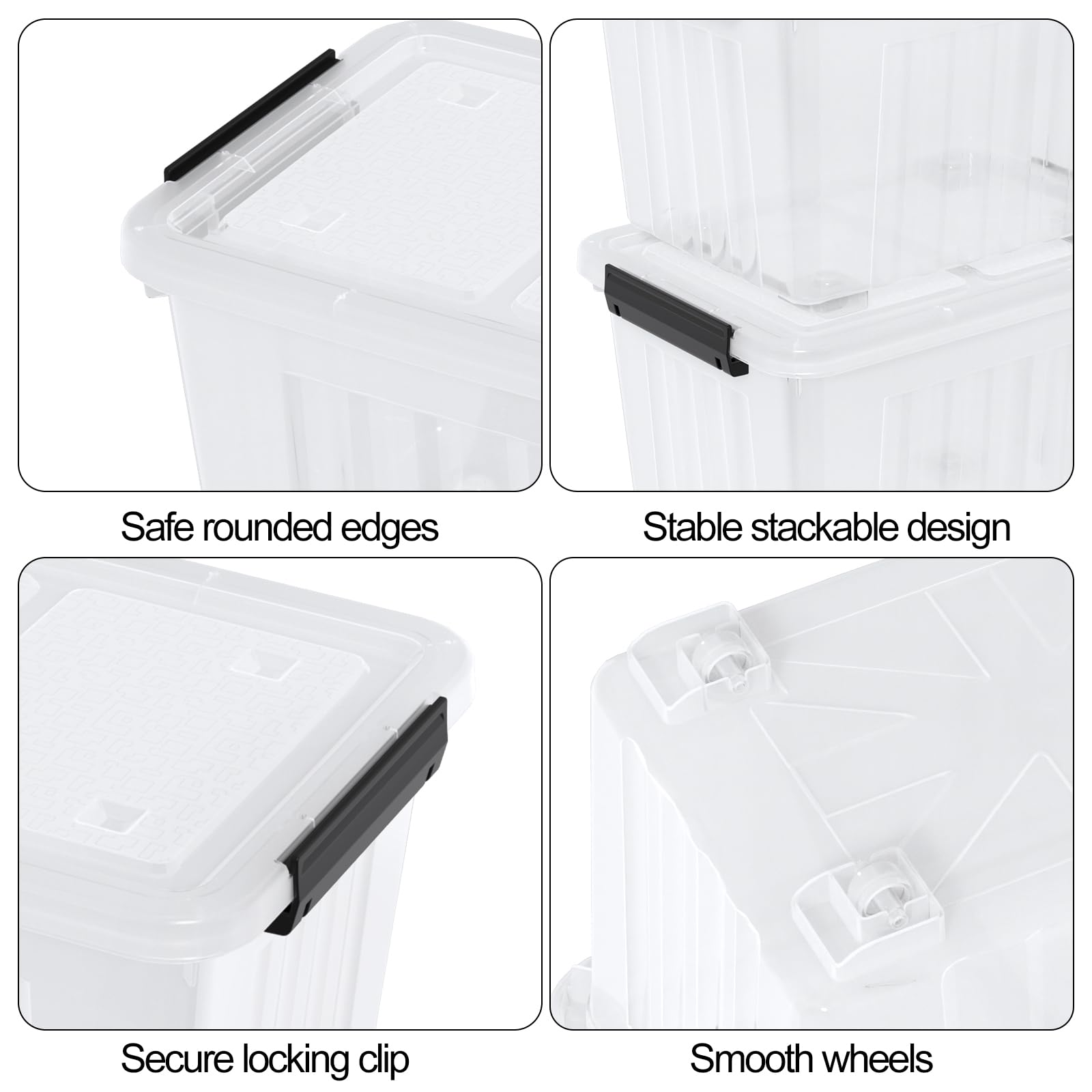 50 Qt Stackable Plastic Storage Bins with Lids (4 Count)