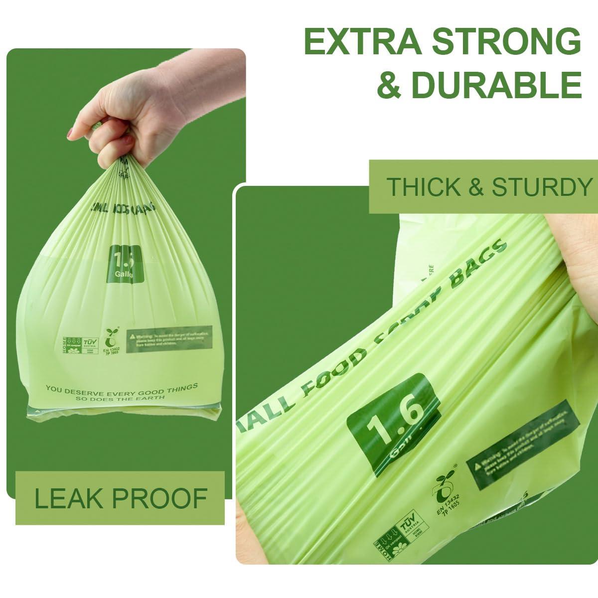 1.6 Gallon Compostable Trash Bags (150 Count)