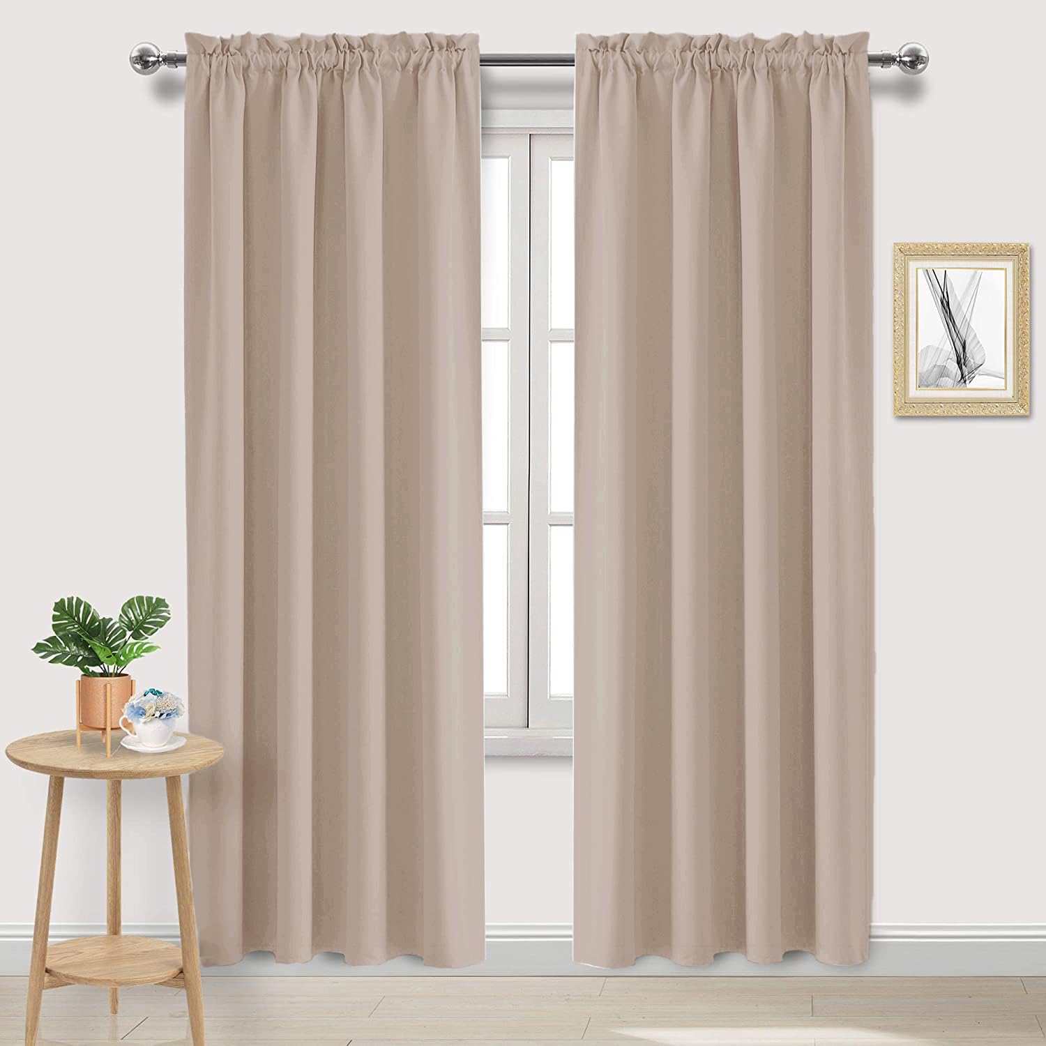 Blackout Curtains for Bedroom Living Room 52 x 84 Inch Long Camel (2 Count)