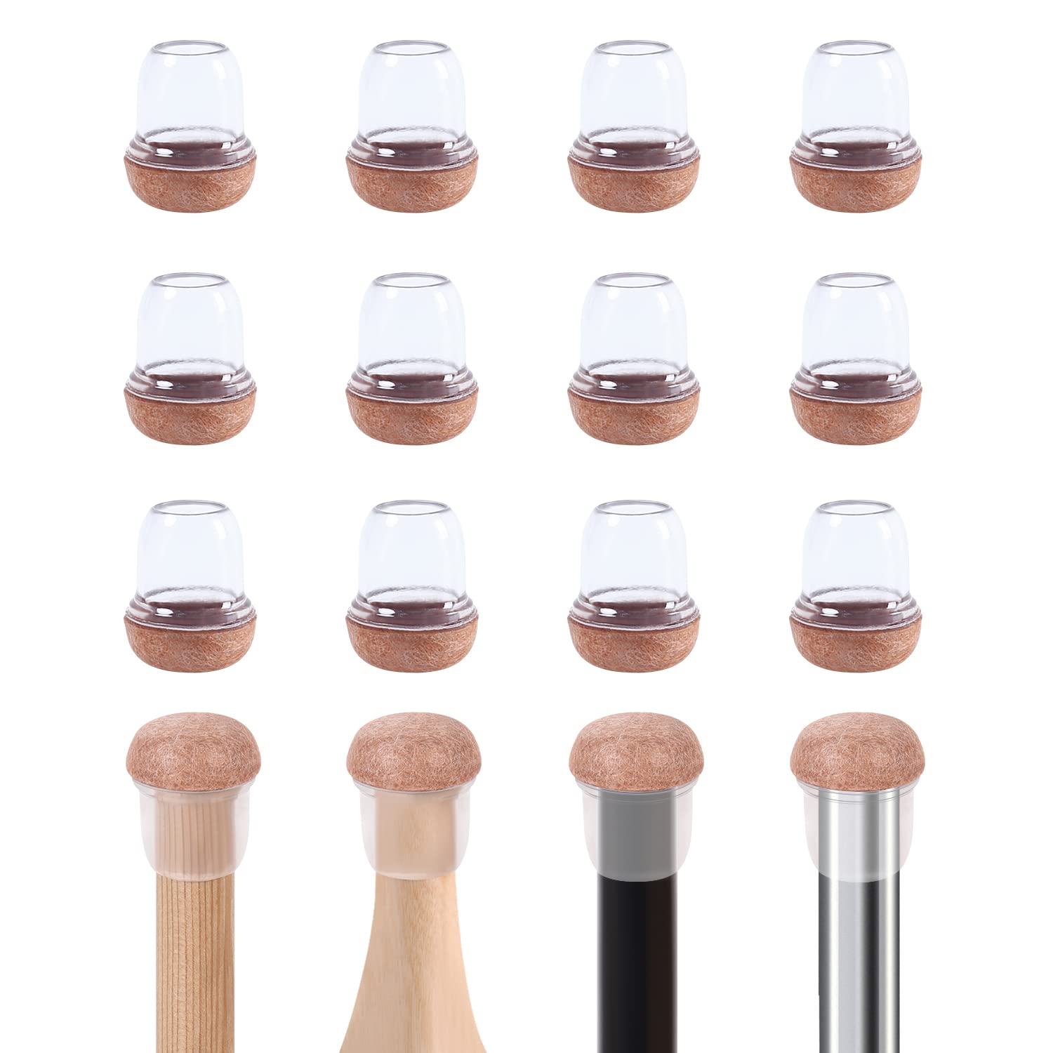 24 Pcs Small Clear Silicone Chair Leg Floor Protectors for Hardwood Floors (24 Count)