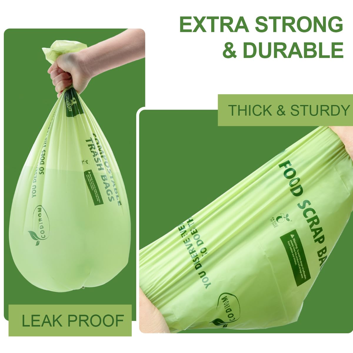 100% Compostable Trash Bags (65 Count)