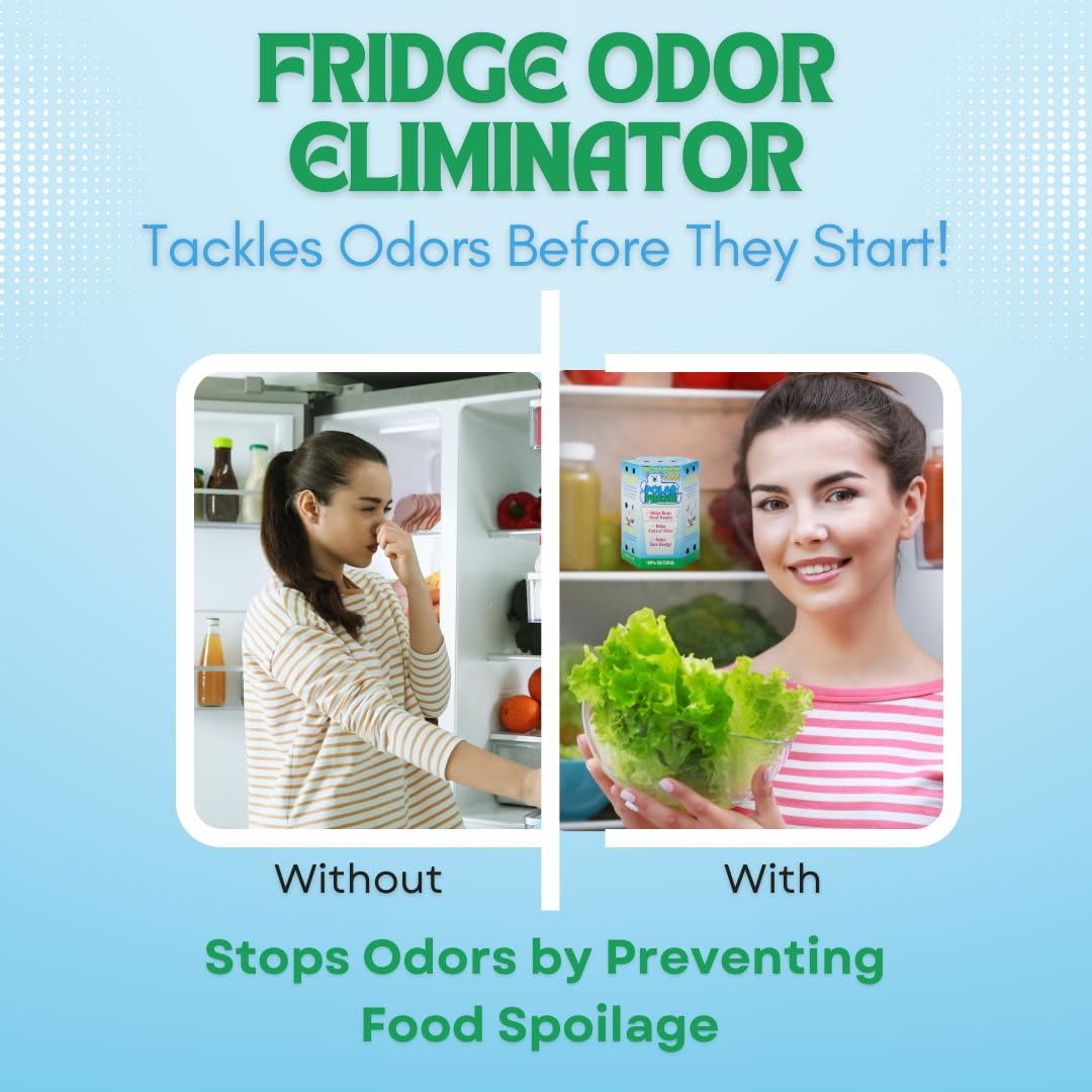 All-in-1 Refrigerator Deodorizer & Produce Saver by Polar Fresh 3 Pack – Fridge Odor Eliminator, Ethylene Gas Absorber, Fridge Moisture Absorber & Efficiency Booster; Surpasses Baking Soda & Charcoal (3 Count)