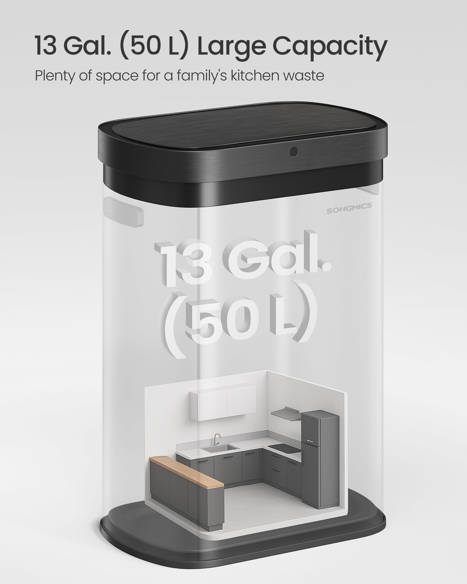 Trash Can, 13-Gallon, Stainless Steel, Soft-Close Lid