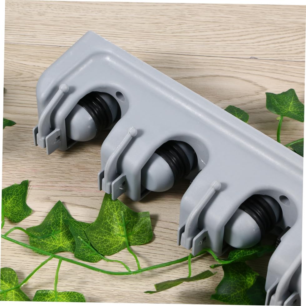 Mop Broom Holder Wall Mounted Storage Rack with Slots and Hooks for Garden Garage and Kitchen Organization Grey and Easy to Install Utility Rack