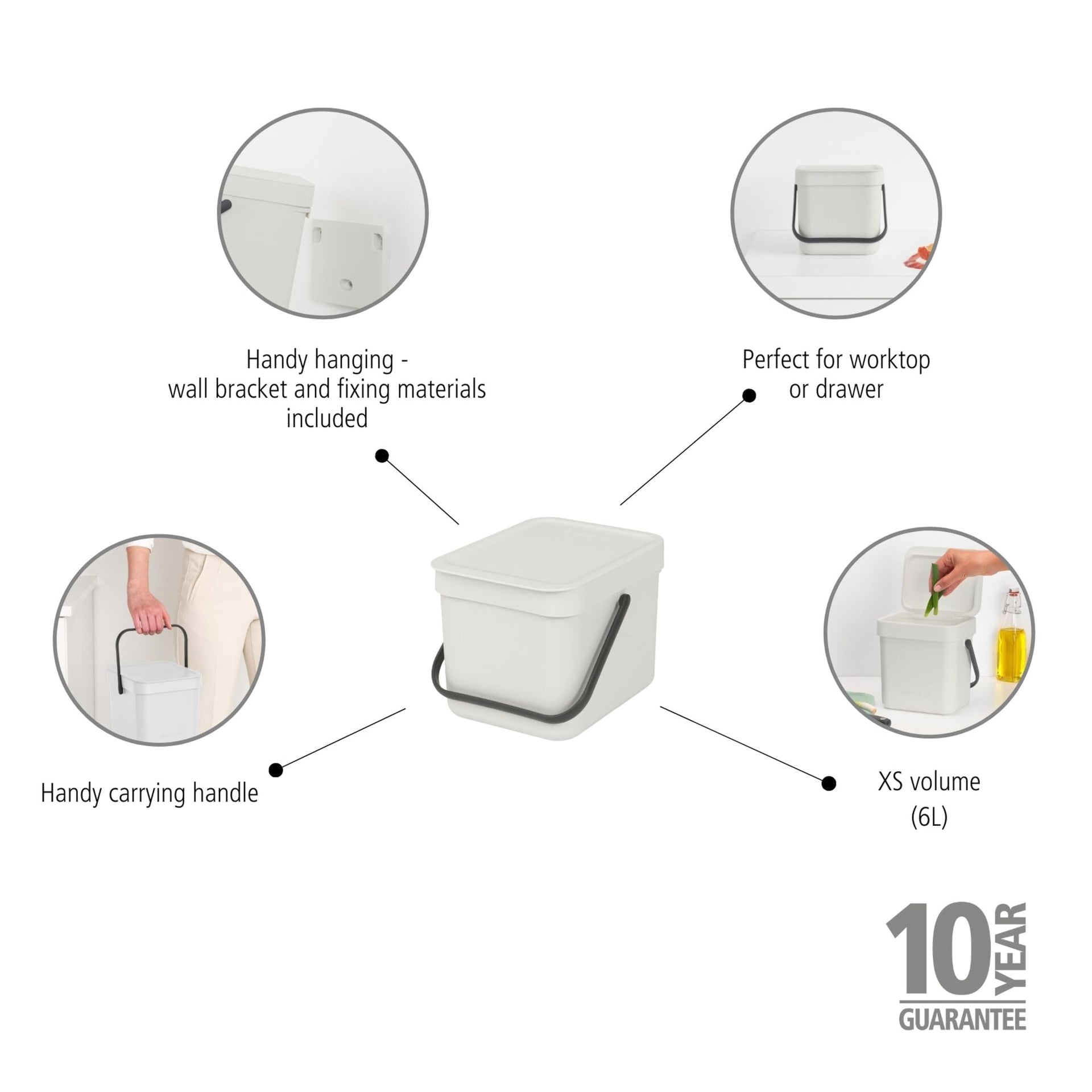Sort & Go Kitchen Countertop Food Scraps Compost Bin