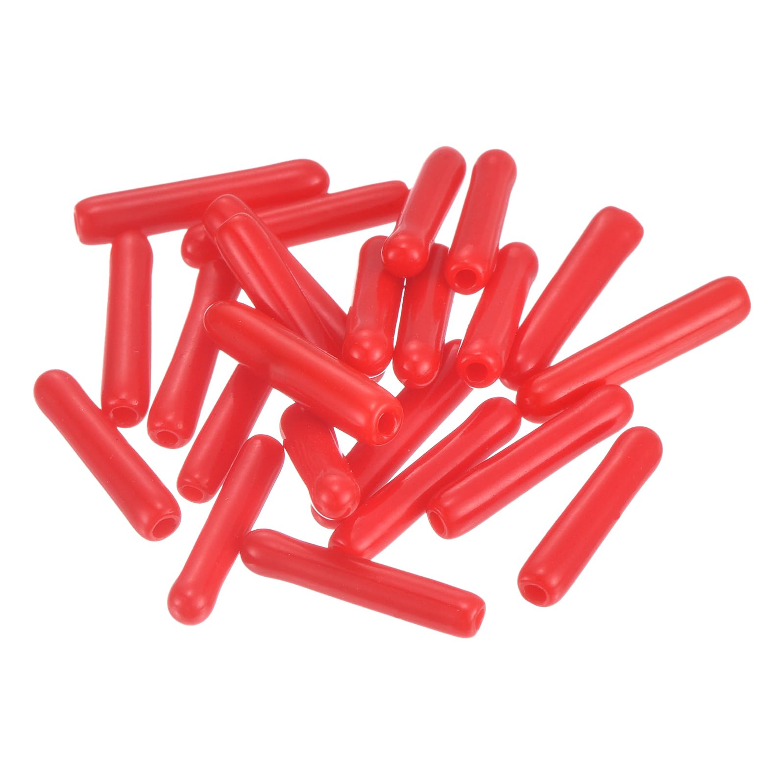 20pcs Rubber End Caps 1.3mm ID Vinyl Round Tube Bolt Cap Cover Thread Protectors Red