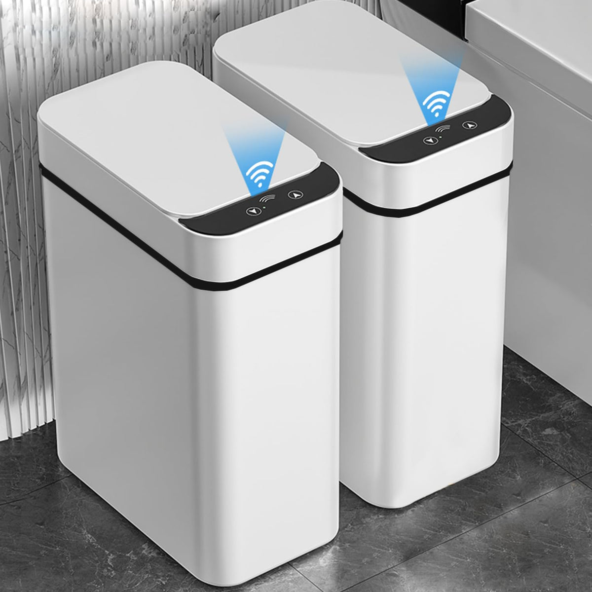2 PACK Slim Touchless Bathroom Trash Can (2 Count)