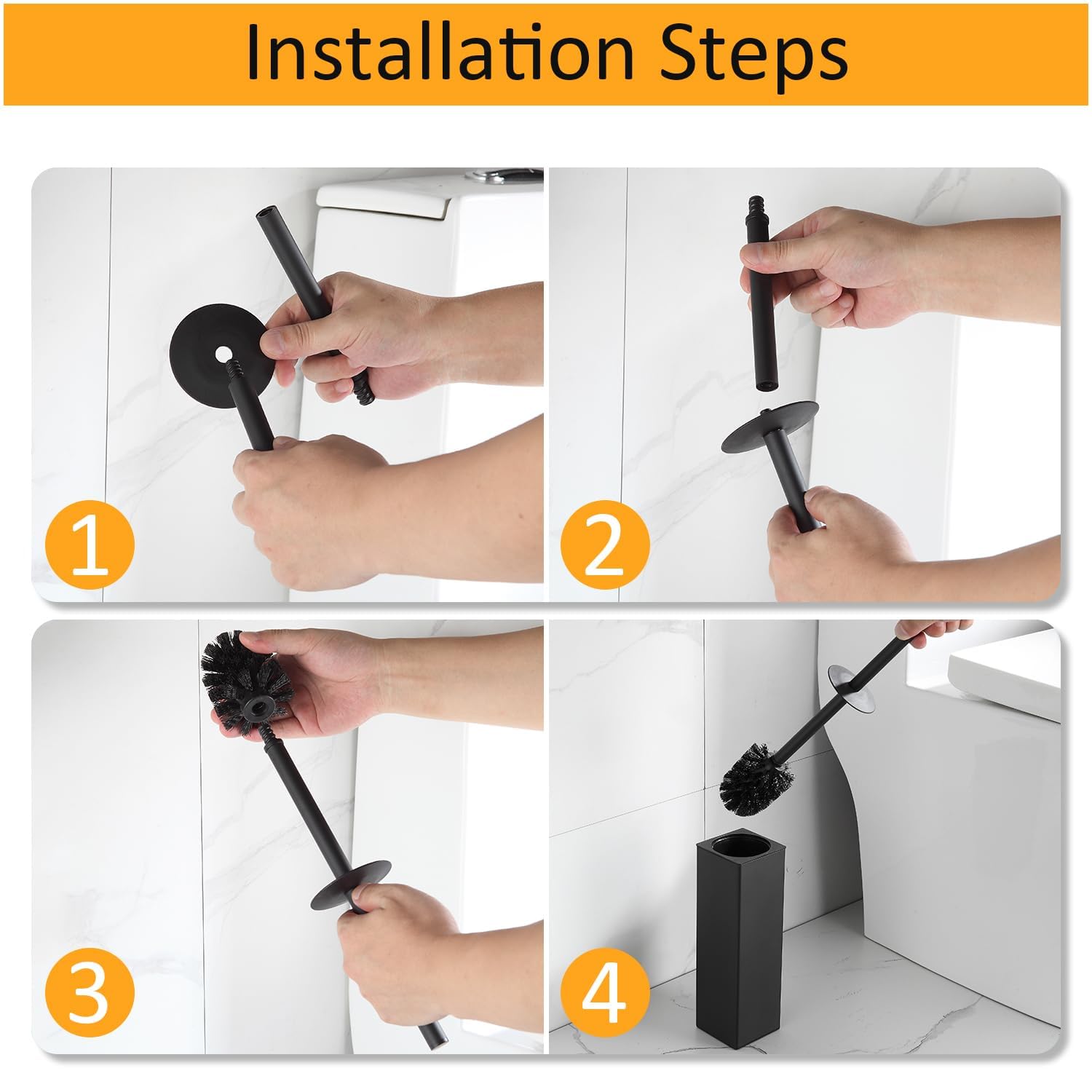 Toilet Brush and Holder Set 2 Packs Aluminium Free Standing (2 Count)
